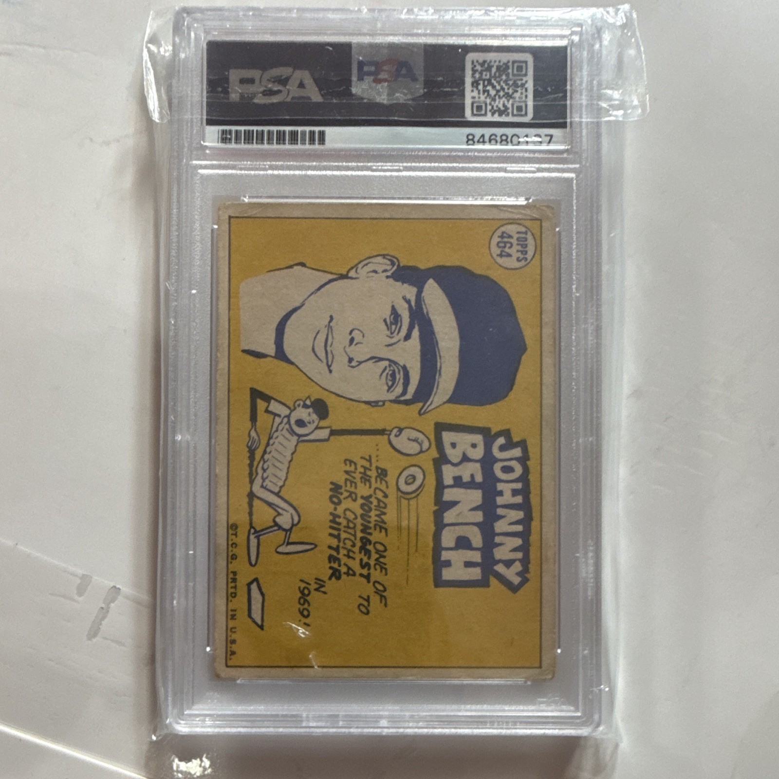 Topps 1970 Johnny Bench #464 All-Star Hard Signed Auto PSA 84680137