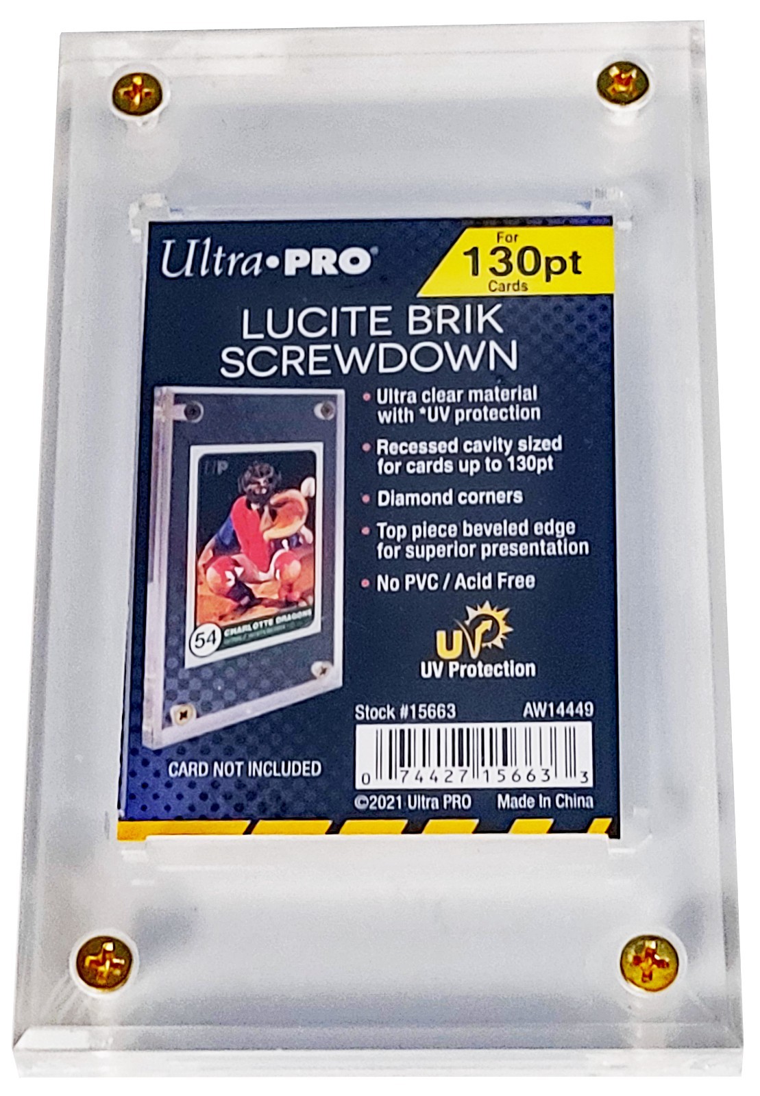 1 Ultra Pro 1/2″ Lucite 130pt Recessed Screwdown UV Safe Sport Card Display Case