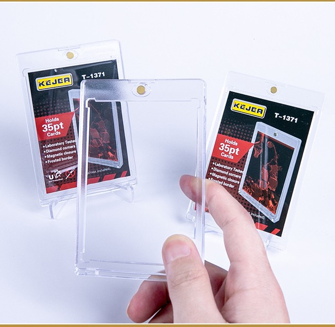 10 Pc One Touch Magnetic Card Holder,35PT Rigid Trading Card Case for Protection