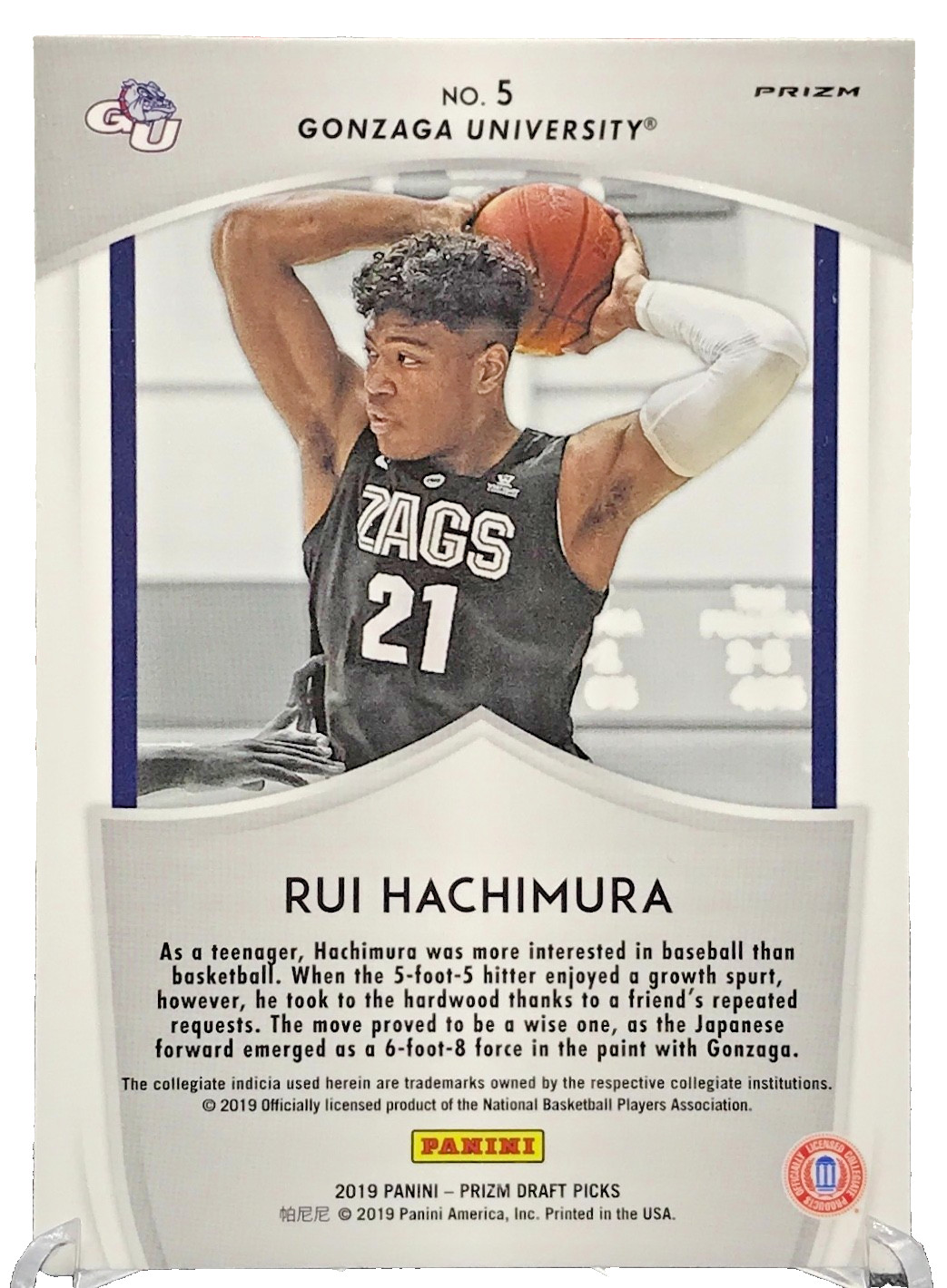 2019 Panini Prizm Draft Rui Hachimura Silver Prizm Crusade Rookie #5 Bulldog JY1
