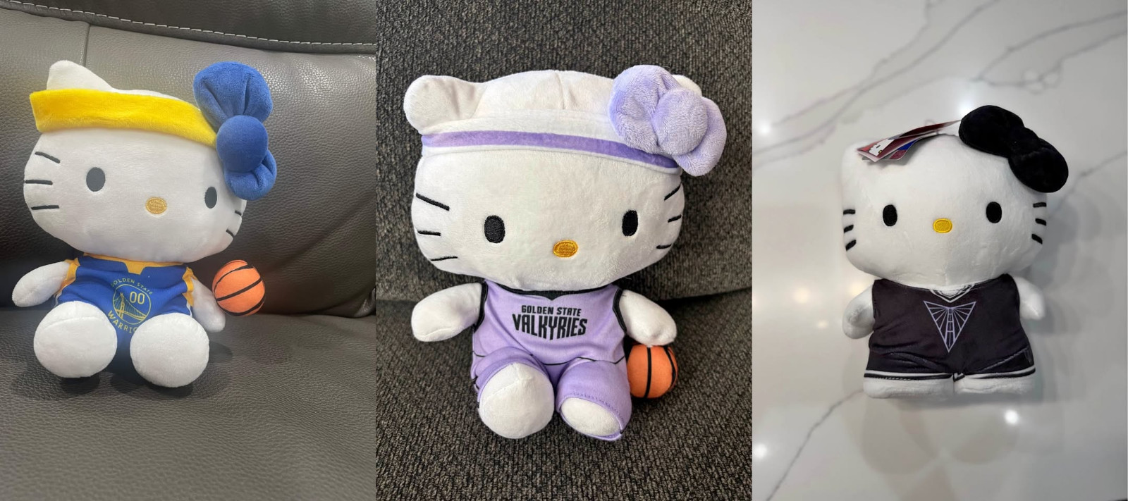 TRIO of Hello Kitty Plush Dolls Golden State Wariors and Valkyries NEW all 3