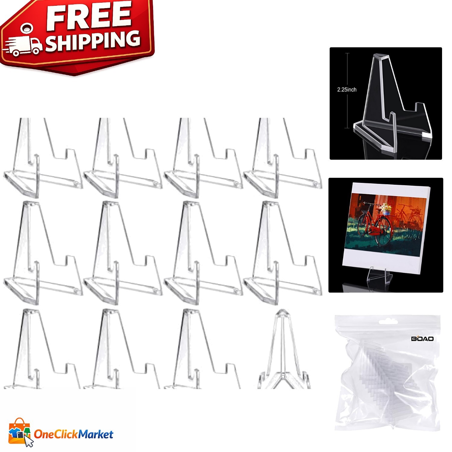 12-Pack Clear Acrylic Card Display Stands – 2.24″ Mini Easels for Collectibles
