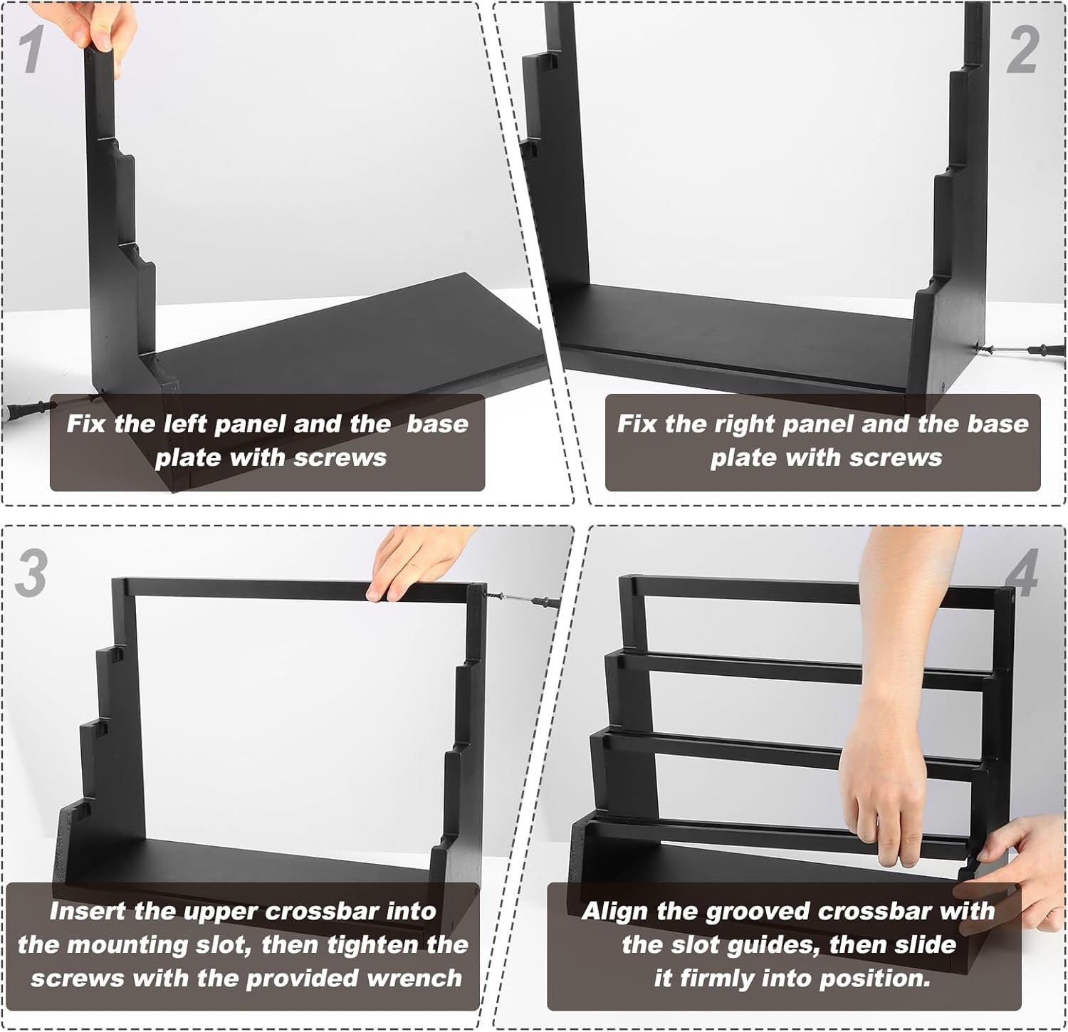 4-Tier Graded Trading Baseball Football Sports Card Display Case,Wooden Card Dis