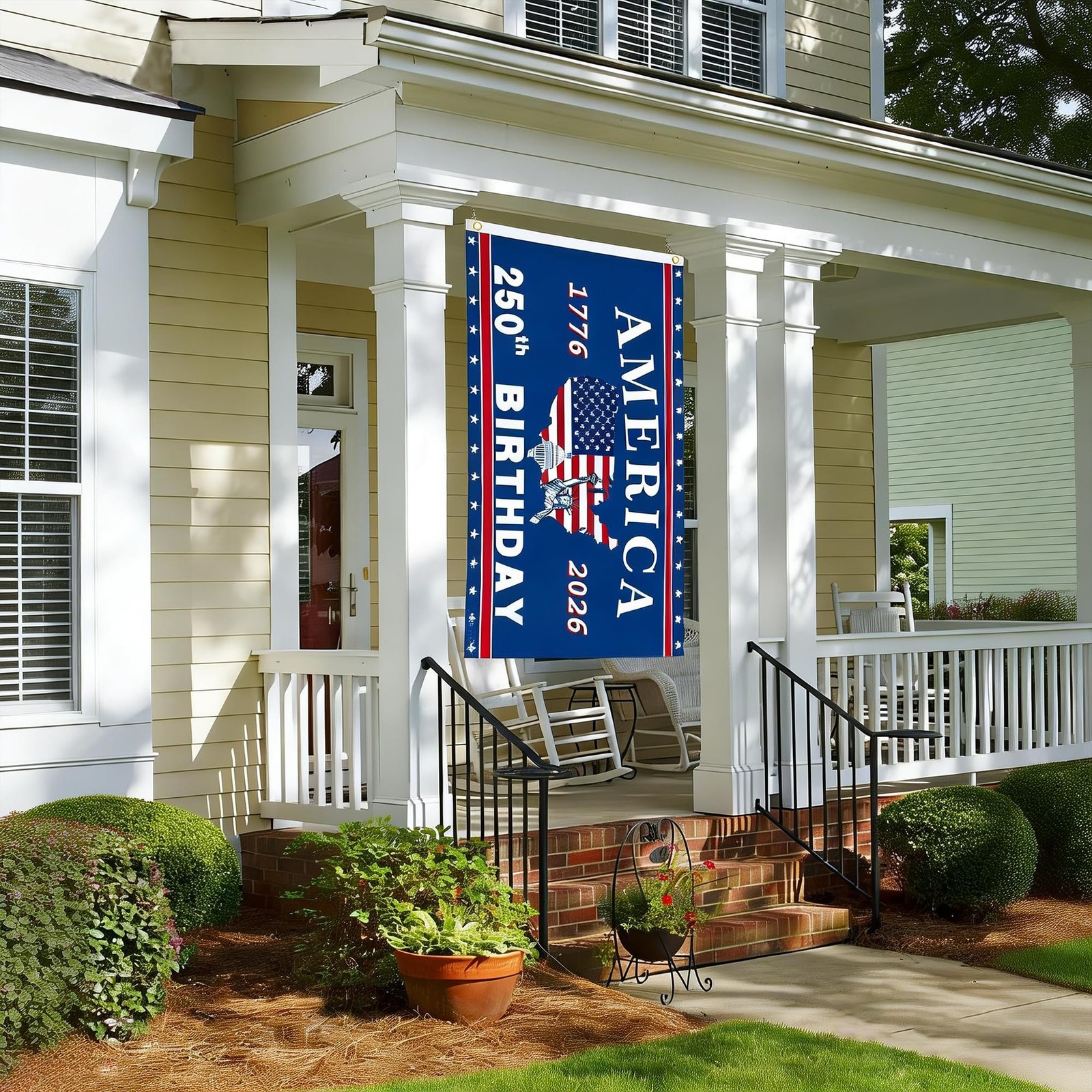 250th Anniversary USA Flag 3×5 Ft Double Sided, 3-Layer Thick Patriotic Blue