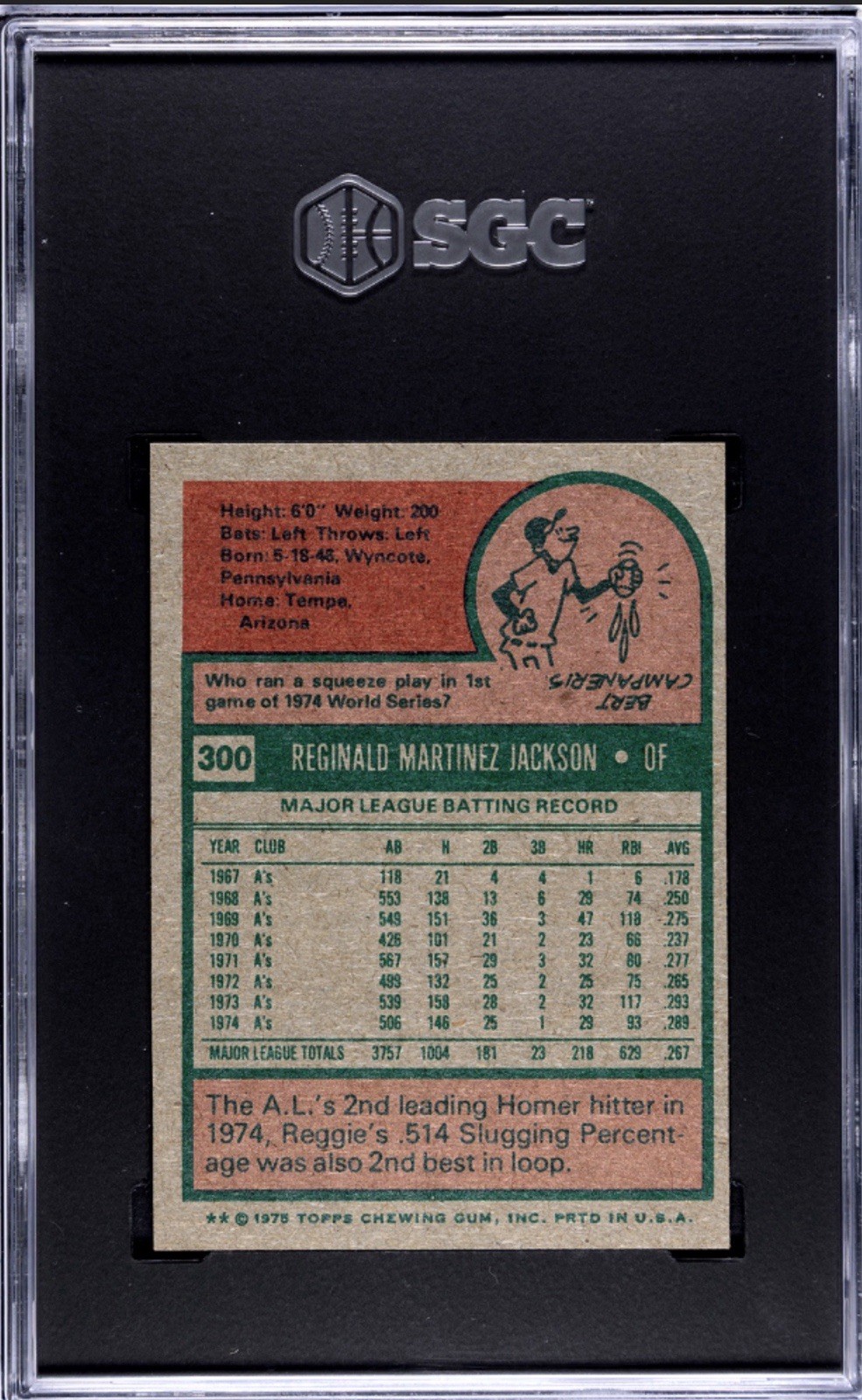 1975 TOPPS MINI #300 REGGIE JACKSON SGC graded 6.5 #5827859 I COMBINE SHIPPING
