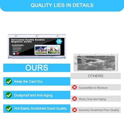 2-Pack Magnetic Booklet Card Holders – Horizontal Display Case, 130PT, 7.32″x2.5