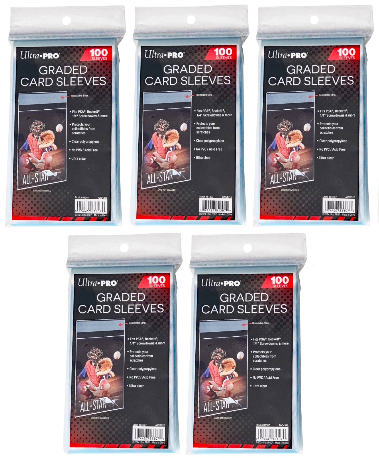 500 Ultra Pro Graded Resealable Card Soft Sleeves PSA Beckett Bag Slab Screwdown