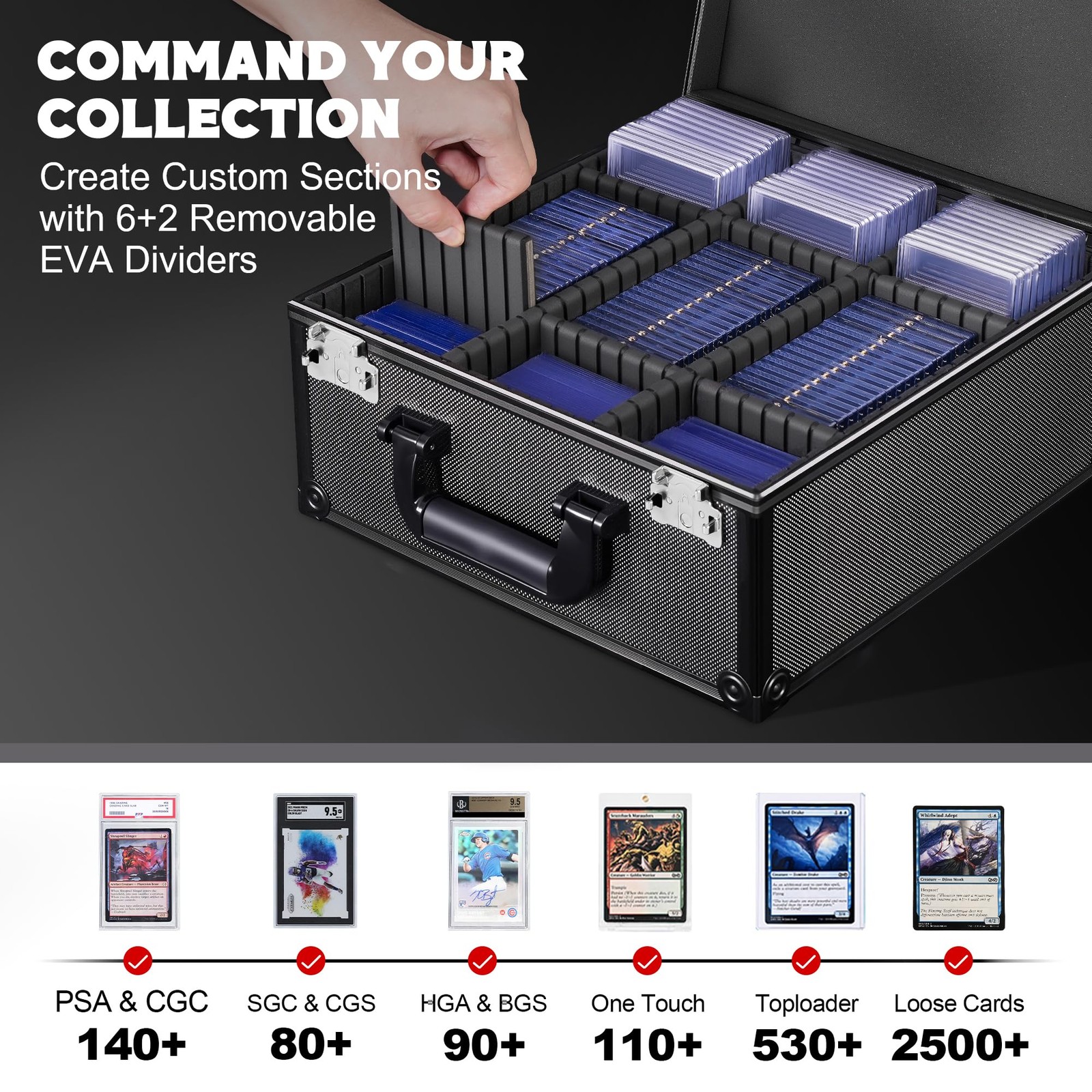 Graded Trading Sports Card Storage Case W/ Combination Lock For PSA CGC SGC