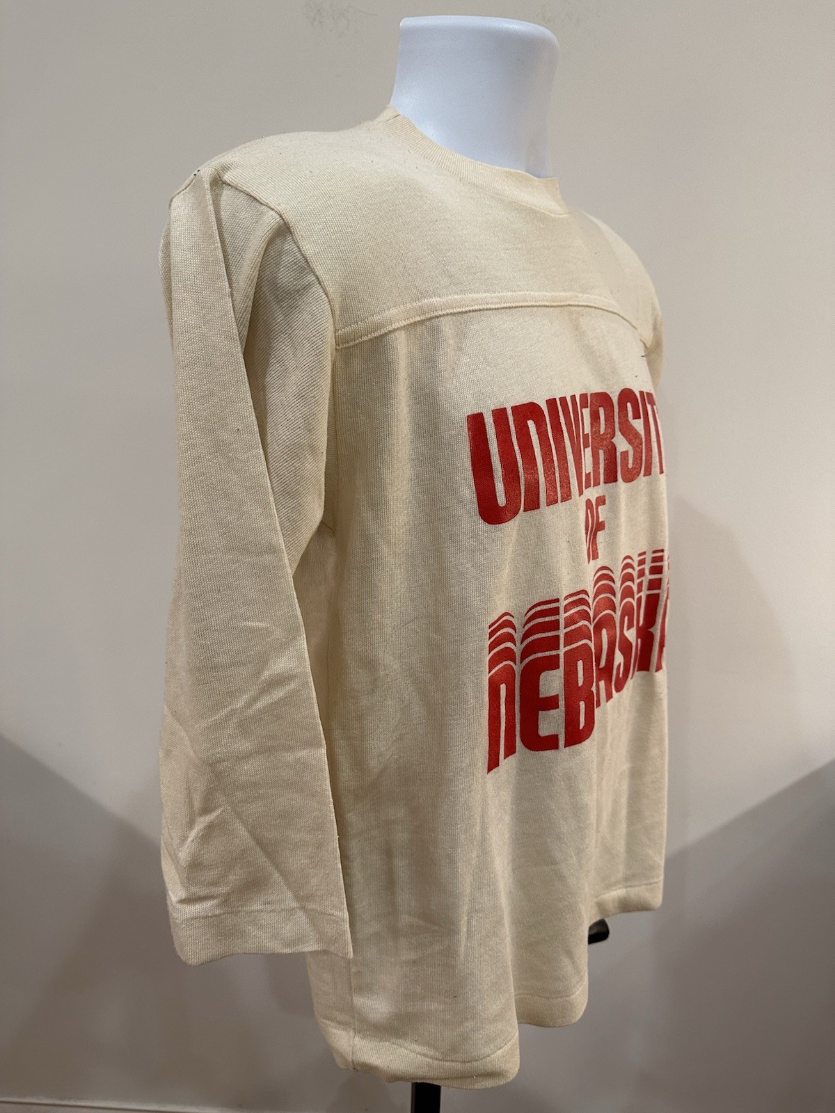 Vintage 1970/1980s University of Nebraska Cornhuskers 3/4 Sleeve Small Artex