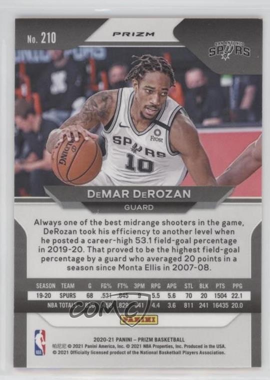 2020-21 Panini Prizm Orange Ice Prizm DeMar DeRozan #210 0ct7