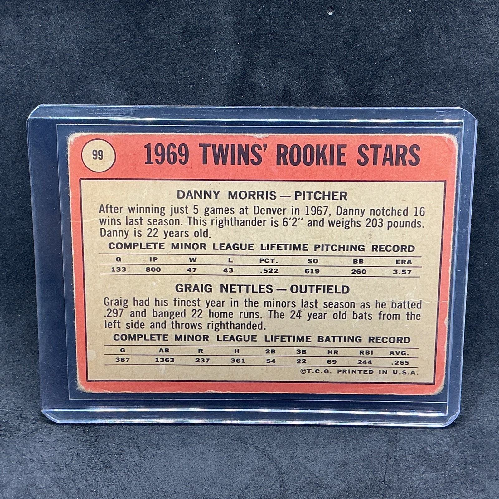 1969 Topps – 1969 Rookie Stars Graig Nettles, Danny Morris #99