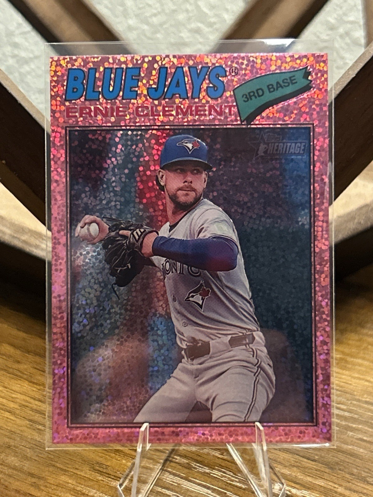 2026 Topps Heritage Ernie Clement 21 Pink Sparkle Sp