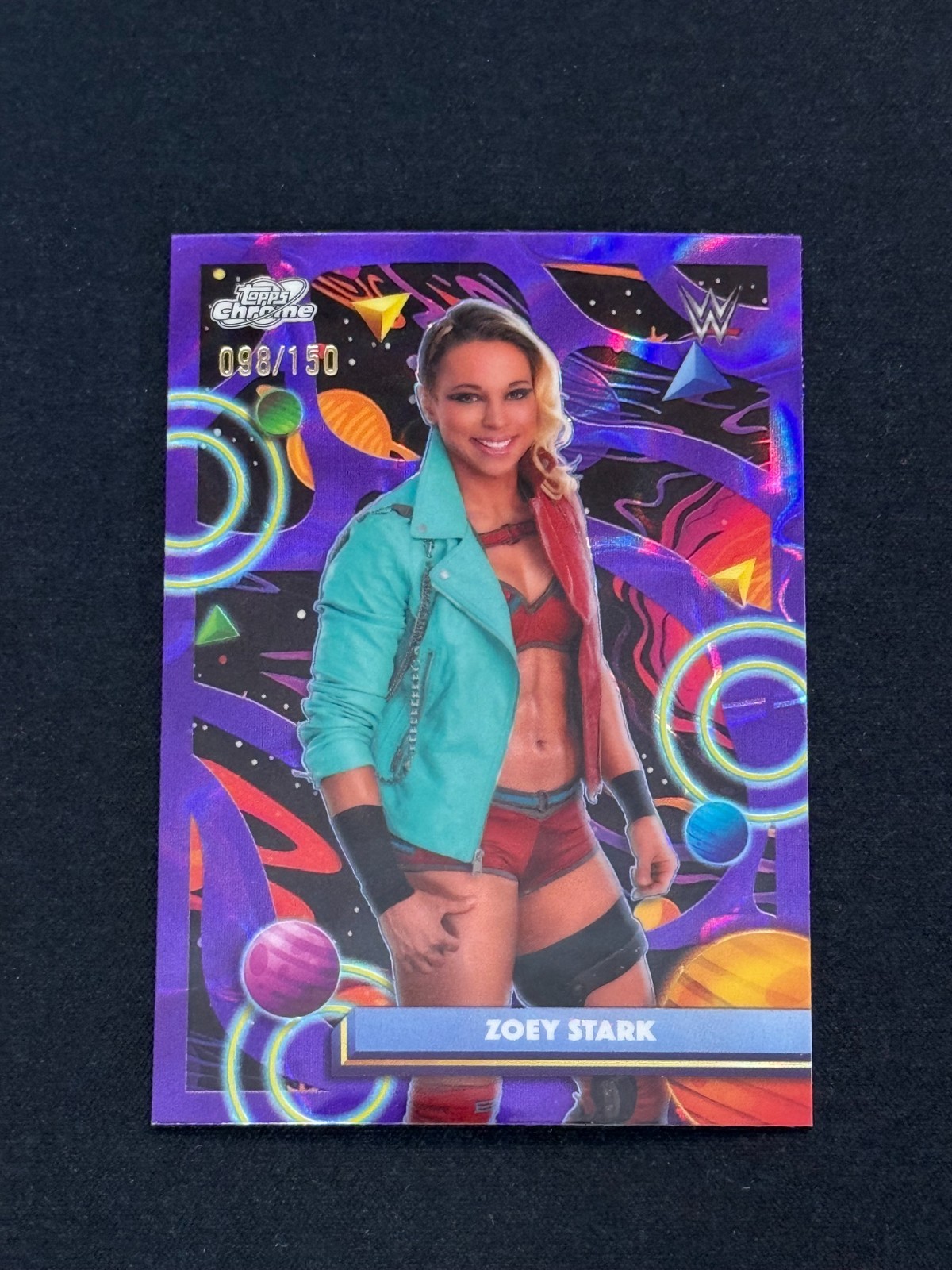 2026 Topps Cosmic Chrome WWE #129 Zoey Stark Purple Nebula Refractor /150