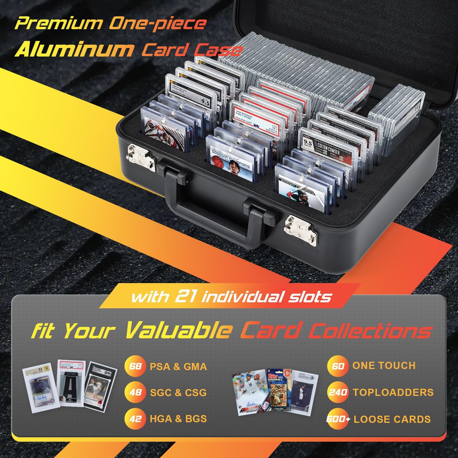 Graded Card Case with Individual Slots Storage Box, Trading Card Cases for Sport