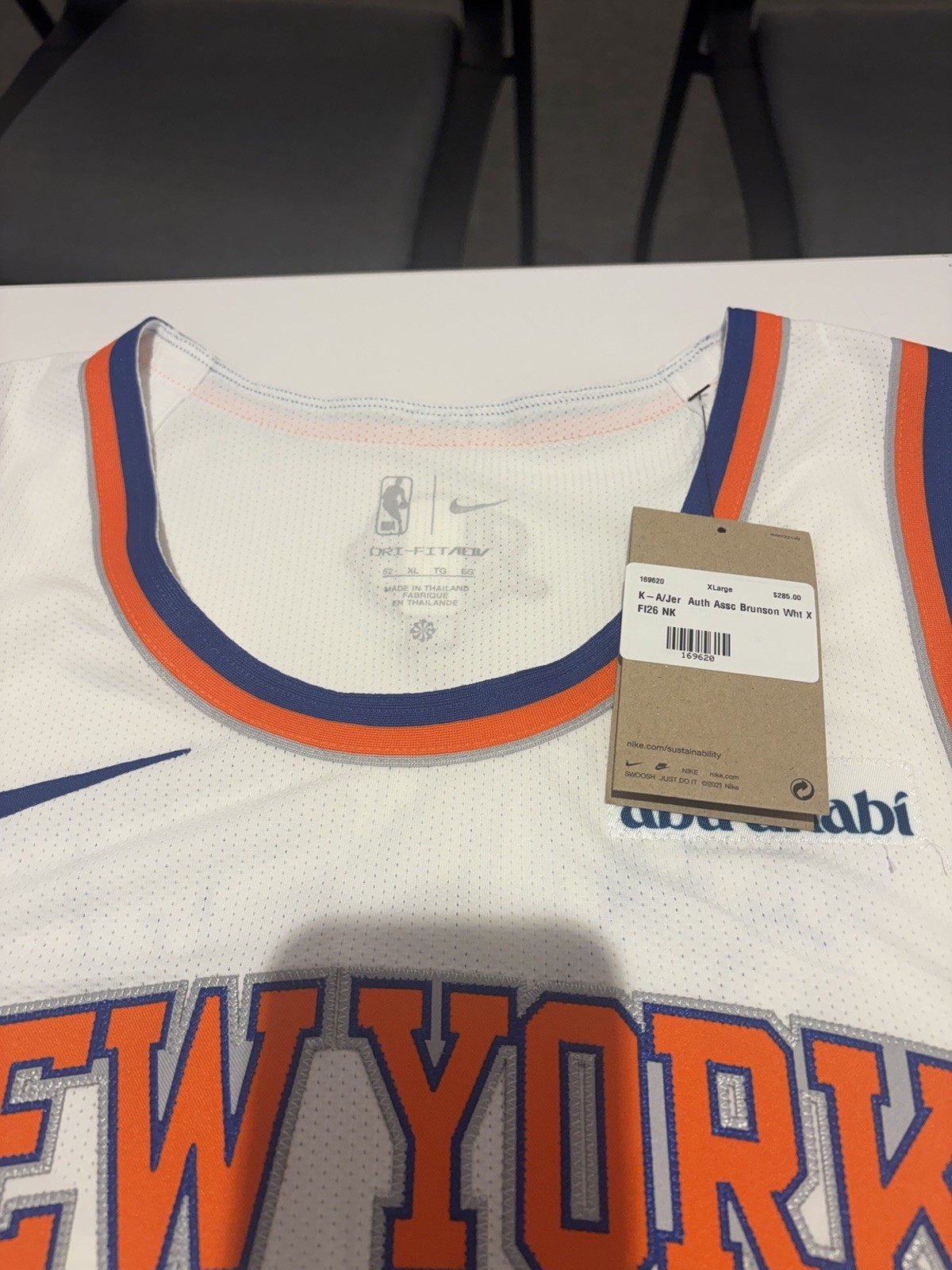 Jalen Brunson New York Knicks Authentic NBA Finals Patch Nike Home Jersey XL/52