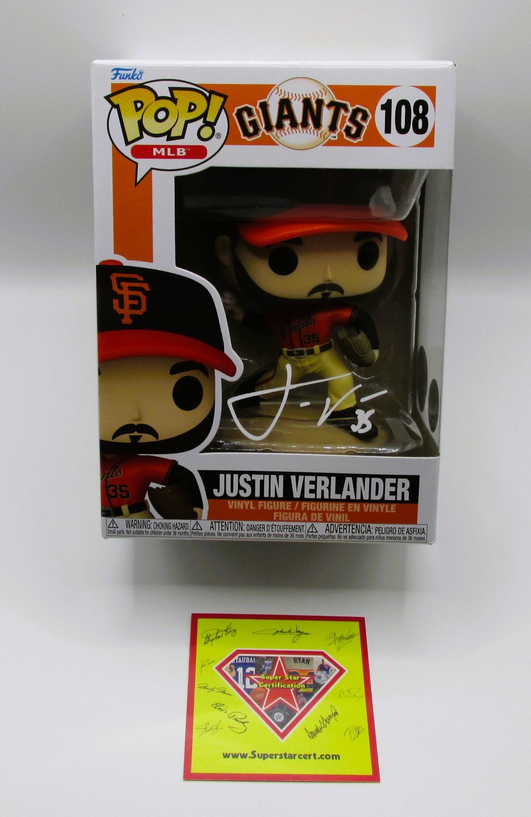 Justin Verlander Signed Funko In Case With COA (140215) (Giants)