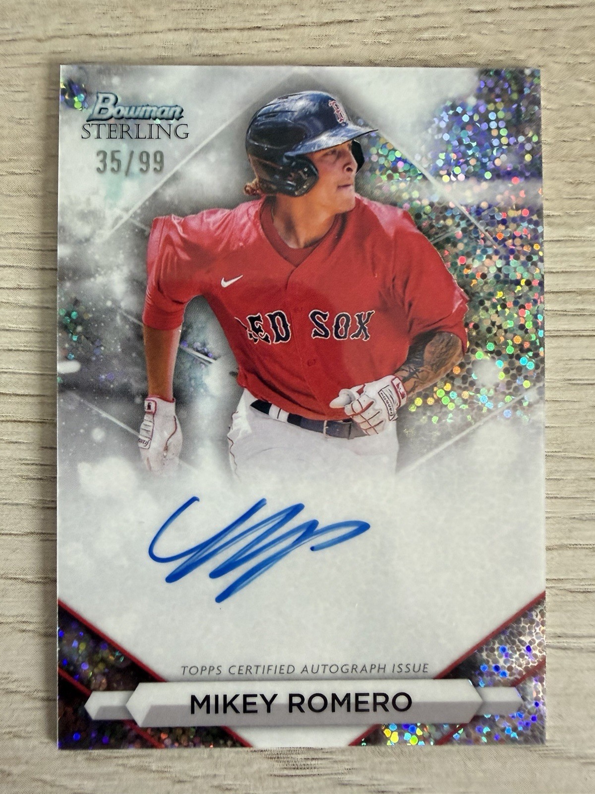 2023 Bowman Sterling Prospect Autographs Mikey Romero #PA-MR Speckle Auto /99