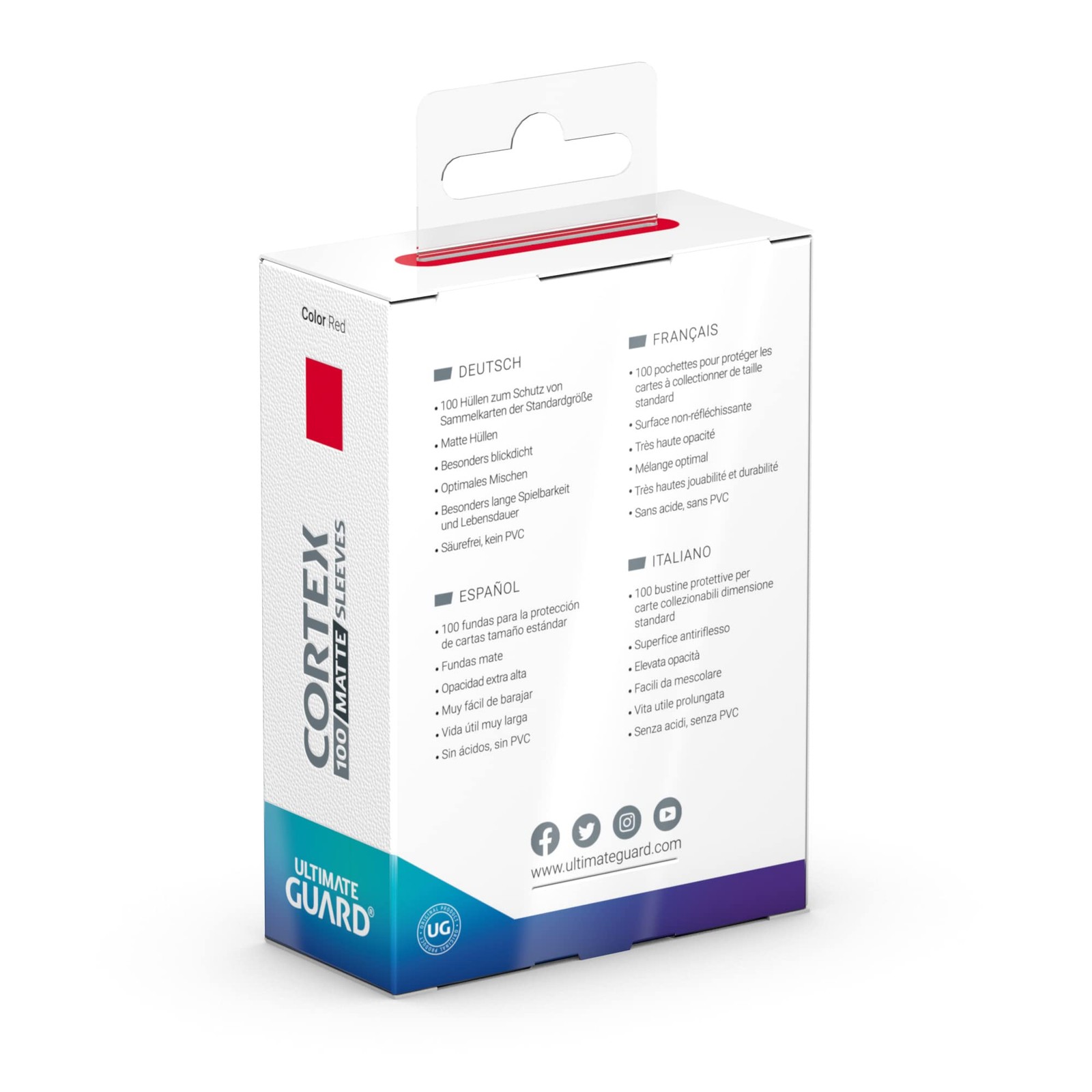 Standard TCG Card Sleeves, 100 Pack, 66x91mm, Matte Finish, AcidFree, Red