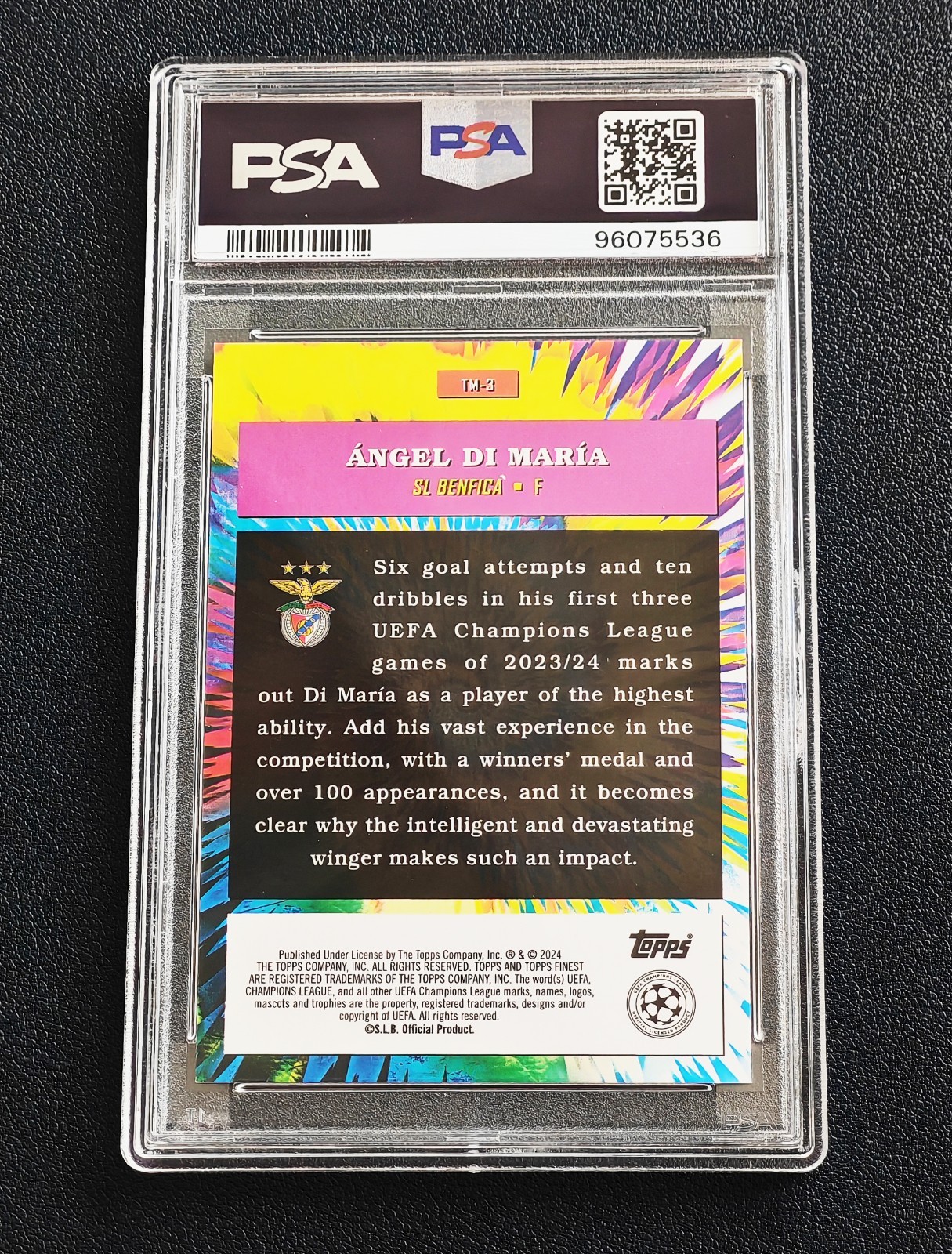 Angel Di Maria 2023-24 Topps Finest UEFA The Man Orange 22/25 PSA 10