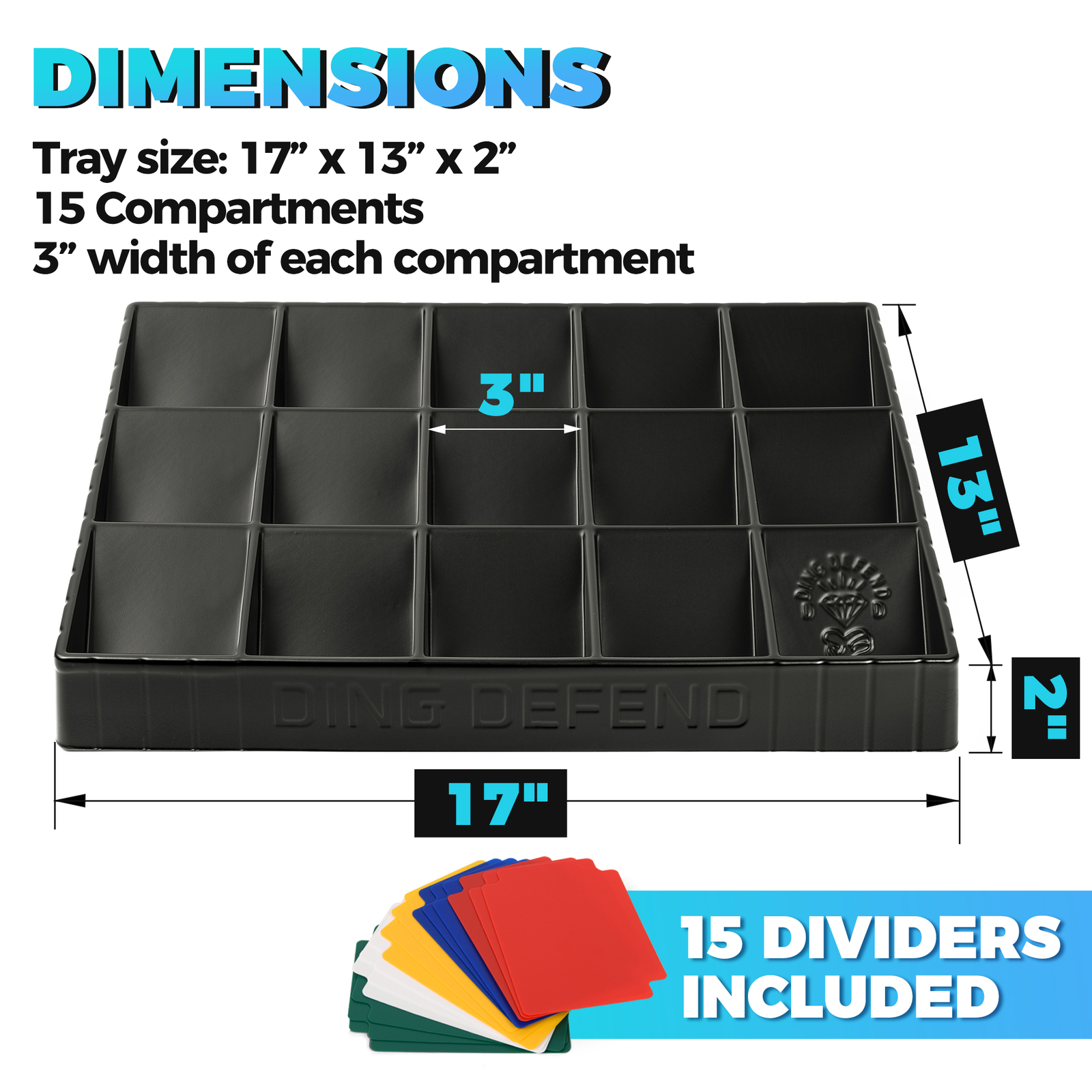 Card Sorting Tray – Stackable Trading Card Organizer, Includes 15 Card Dividers