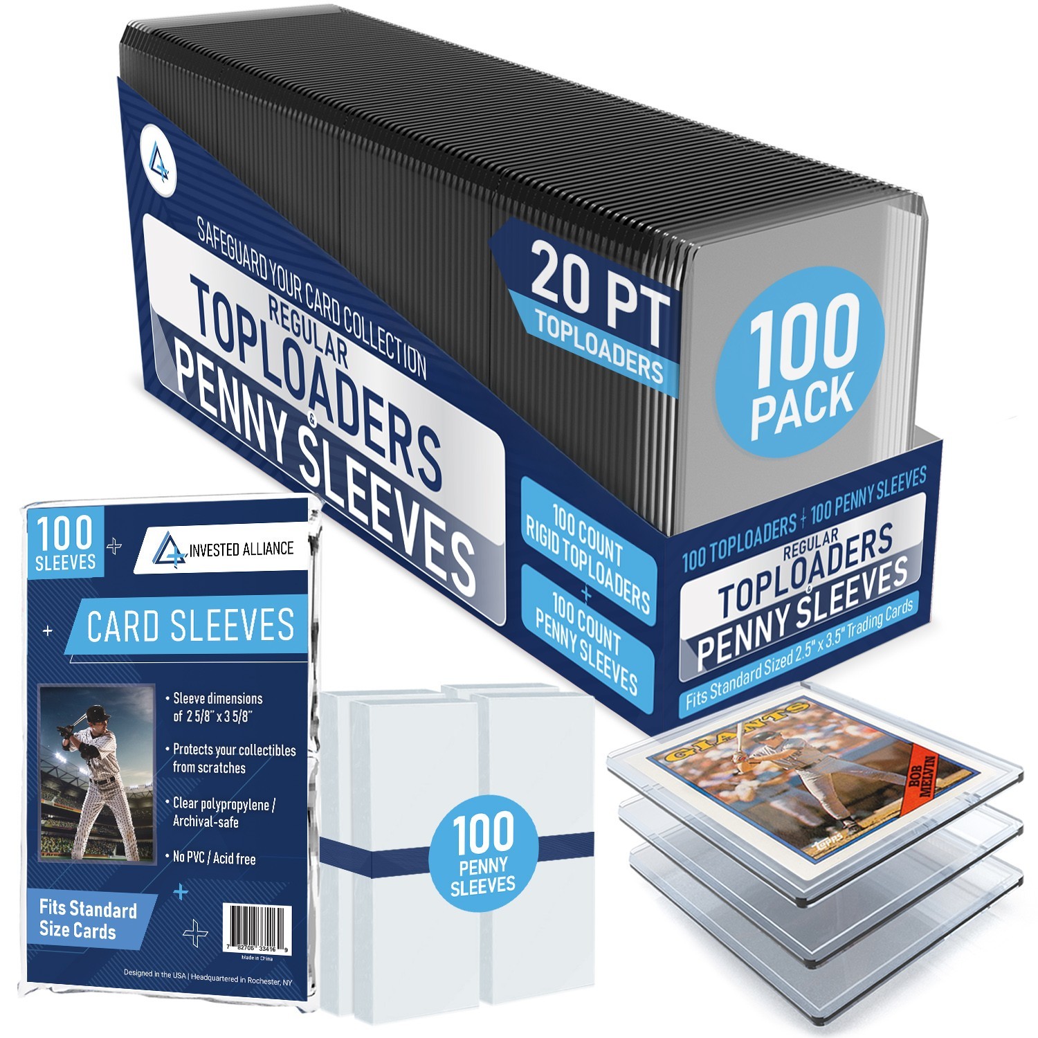 Invested Alliance 3×4 Regular 35PT Toploaders For Standard Cards – Bundle Pack