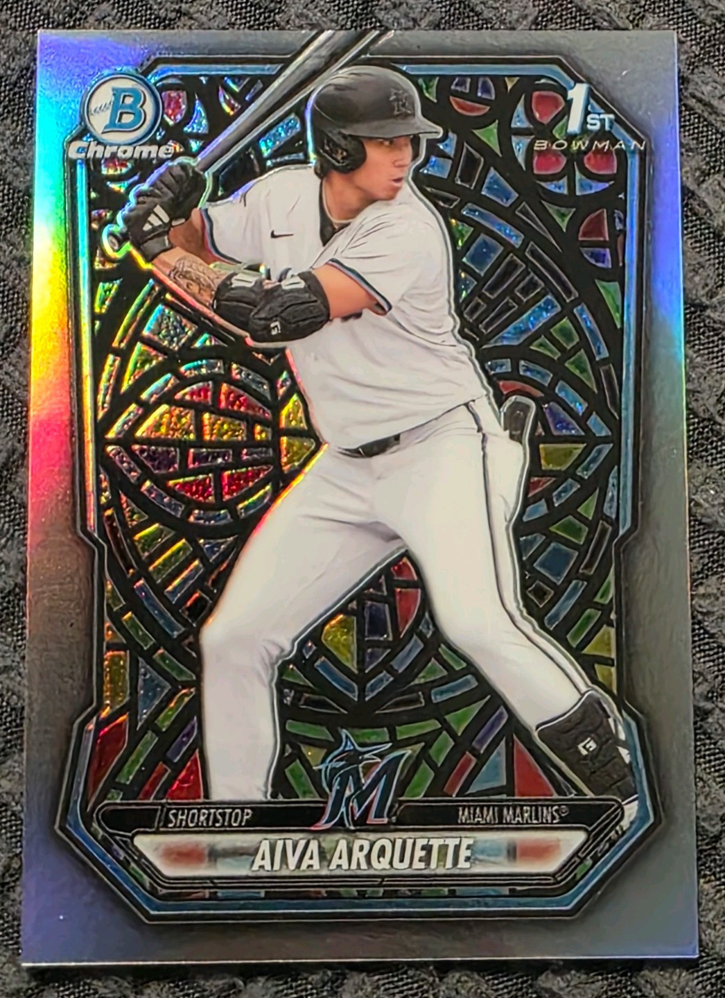 Aiva Arquette #BCP-40 Etched In Stained Glass SSP – 2026 Bowman Chrome – Marlins