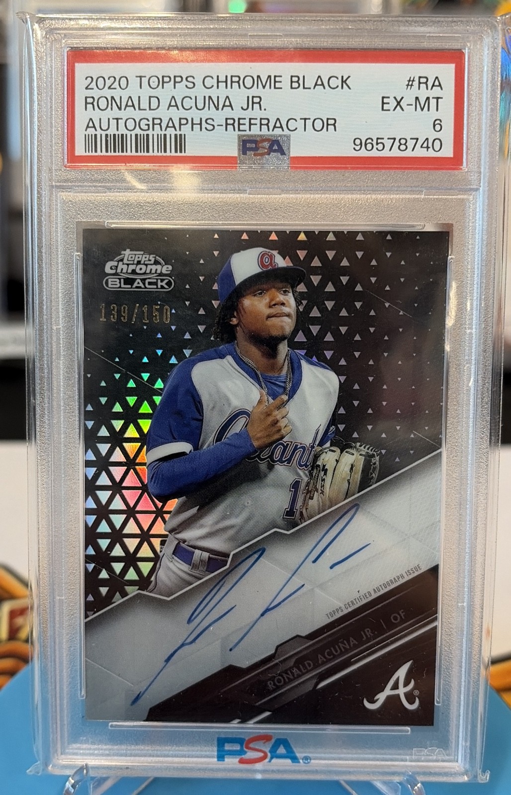 2020 Topps Chrome Black Chrome Black Autographs Ronald Acuña Jr. Braves PSA 6