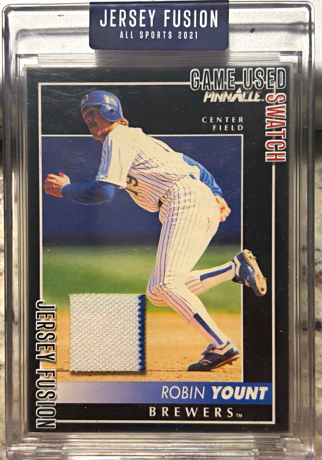 Jersey Fusion All Sports 2021 Robin Yount Brewers Game-Used Swatch JF-RY88