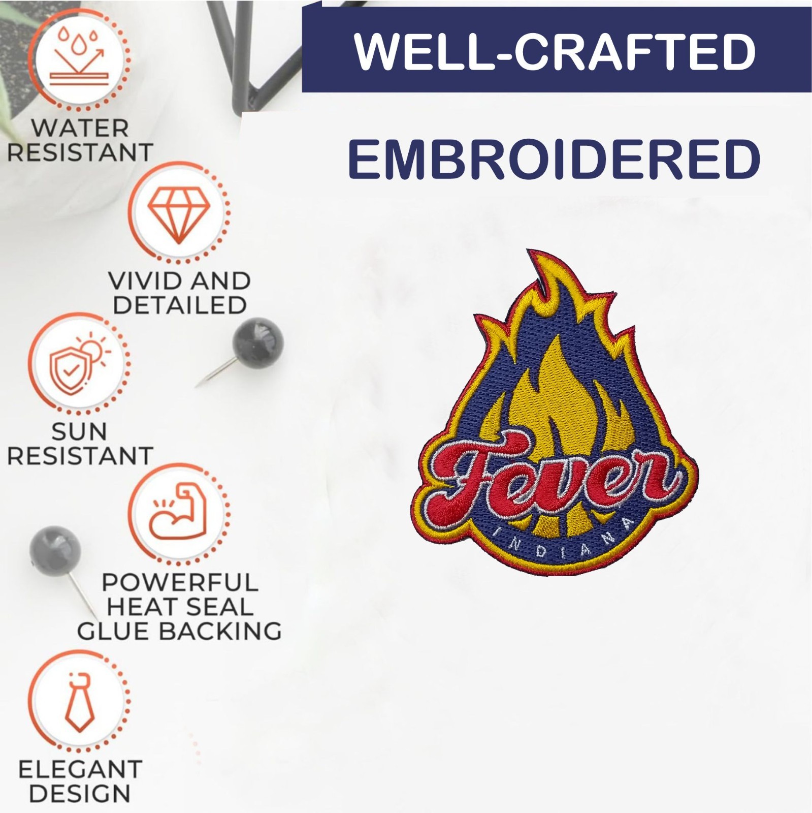 Indiana Fever WNBA Team Logo Iron On Patch – Sew Patch – Embroidered Patch