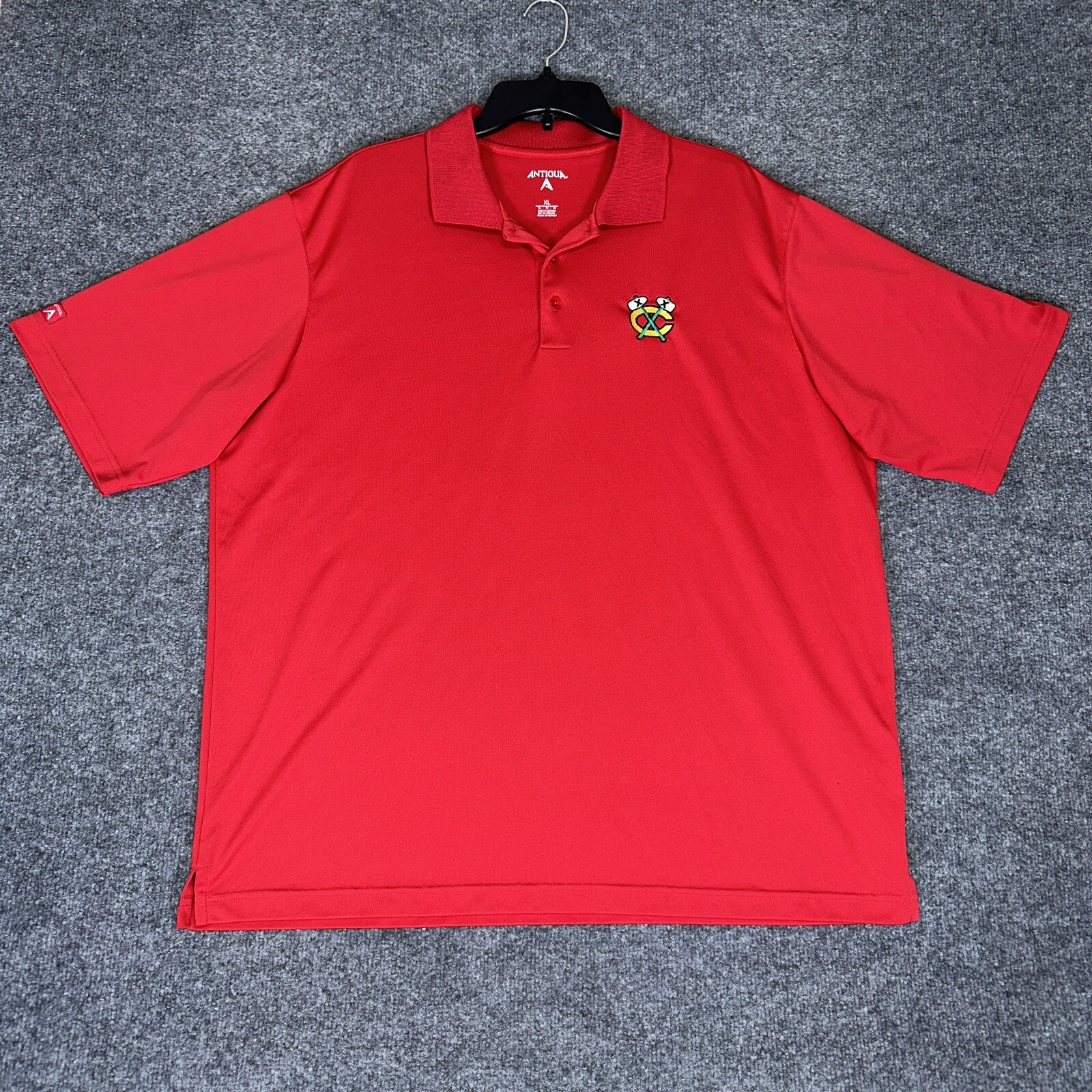 Chicago Blackhawks Antigua Polo Shirt Mens XL Red Solid Short Sleeve NHL Hockey