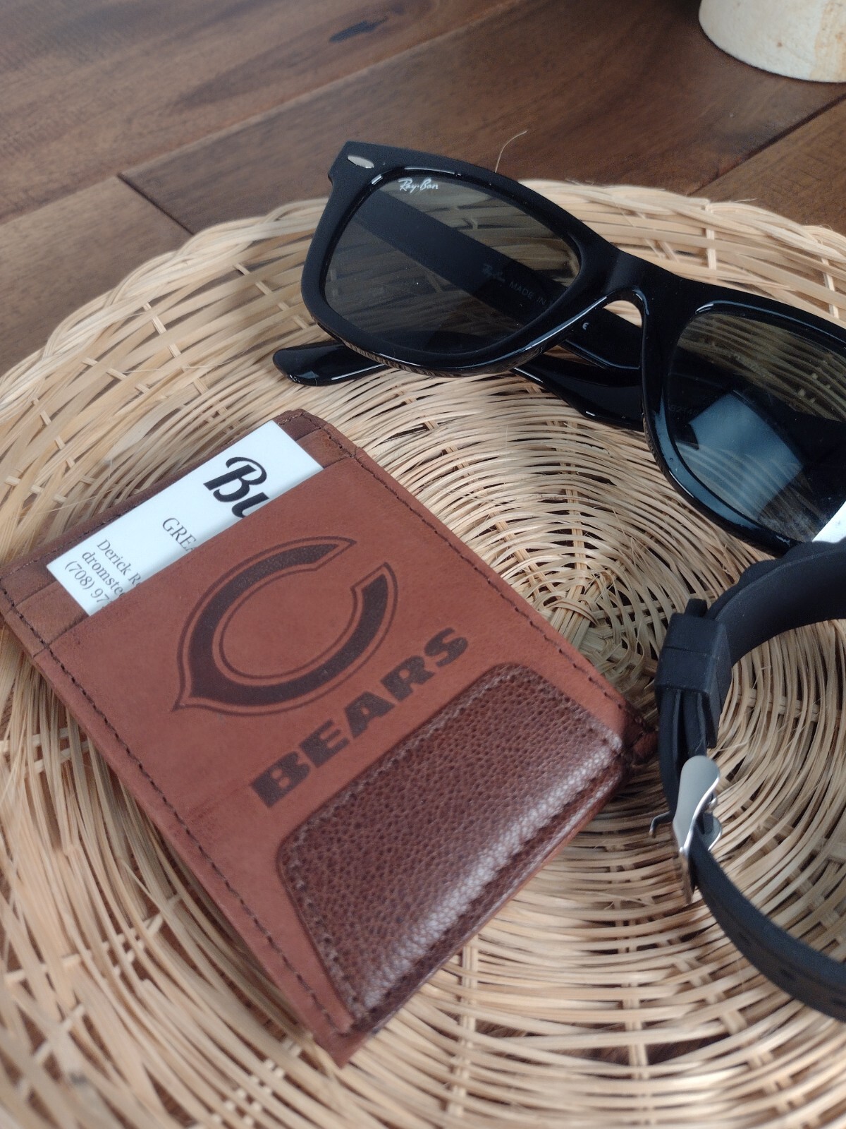Chicago Bears Men’s Leather Wallet – Brown Front Pocket Wallet – NFL Bears