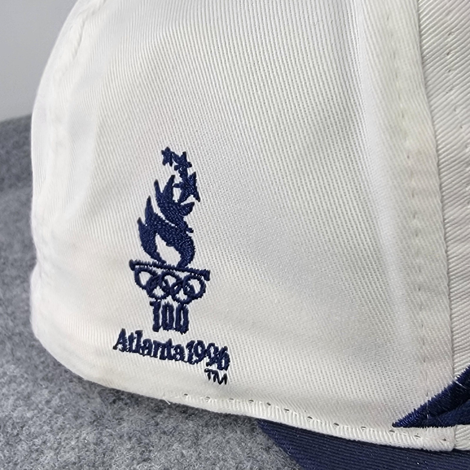 1996 Olympic Games Atlanta Logo Athletic Hat Cap Snapback One Size White Vintage