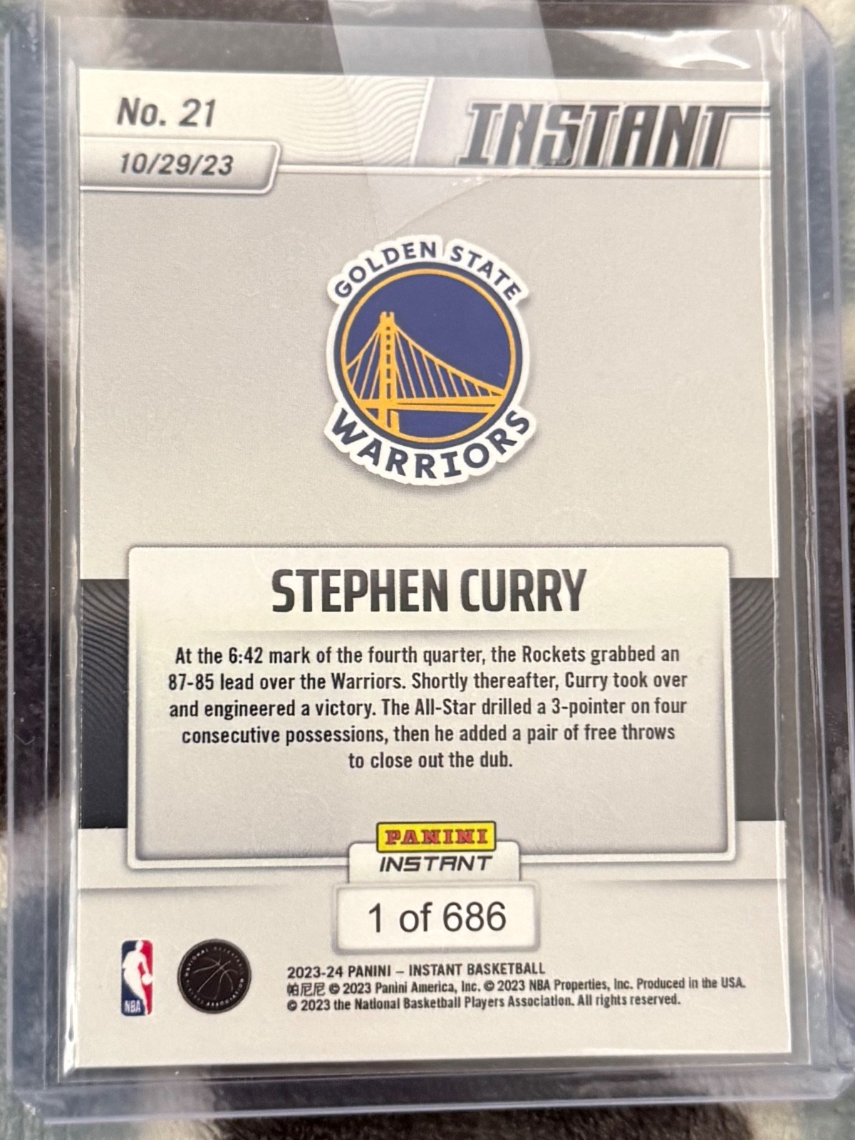 2023-24 Panini Instant /686 Stephen Curry #21 Dillon Brooks Celebration