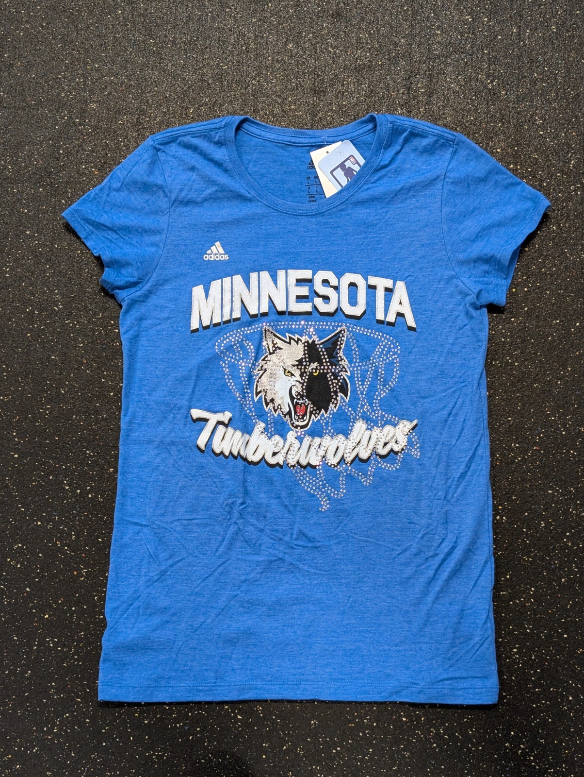 NWT Minnesota Timberwolves Womens Adidas NBA S/S T Shirt Blue L