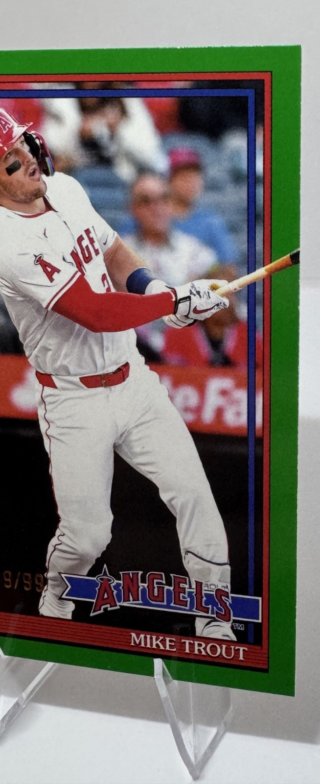 2026 Topps Series 1 Mike Trout #T91-1 Green Border 19/99 Los Angeles Angels