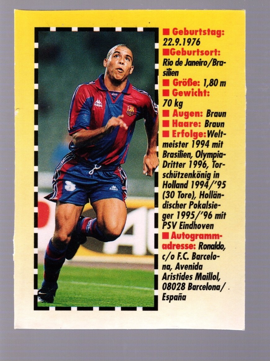 Bravo Sport Sammelkarte 1996 – Fußball Ronaldo Barcelona German Sport Card