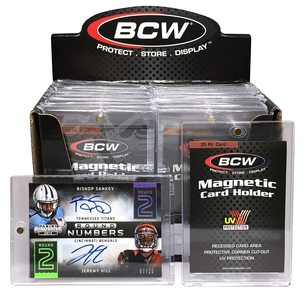 3 BCW Magnetic Card Holder 35 pt Recessed UV Protection 2 1/2 x 3 1/2 Inside New