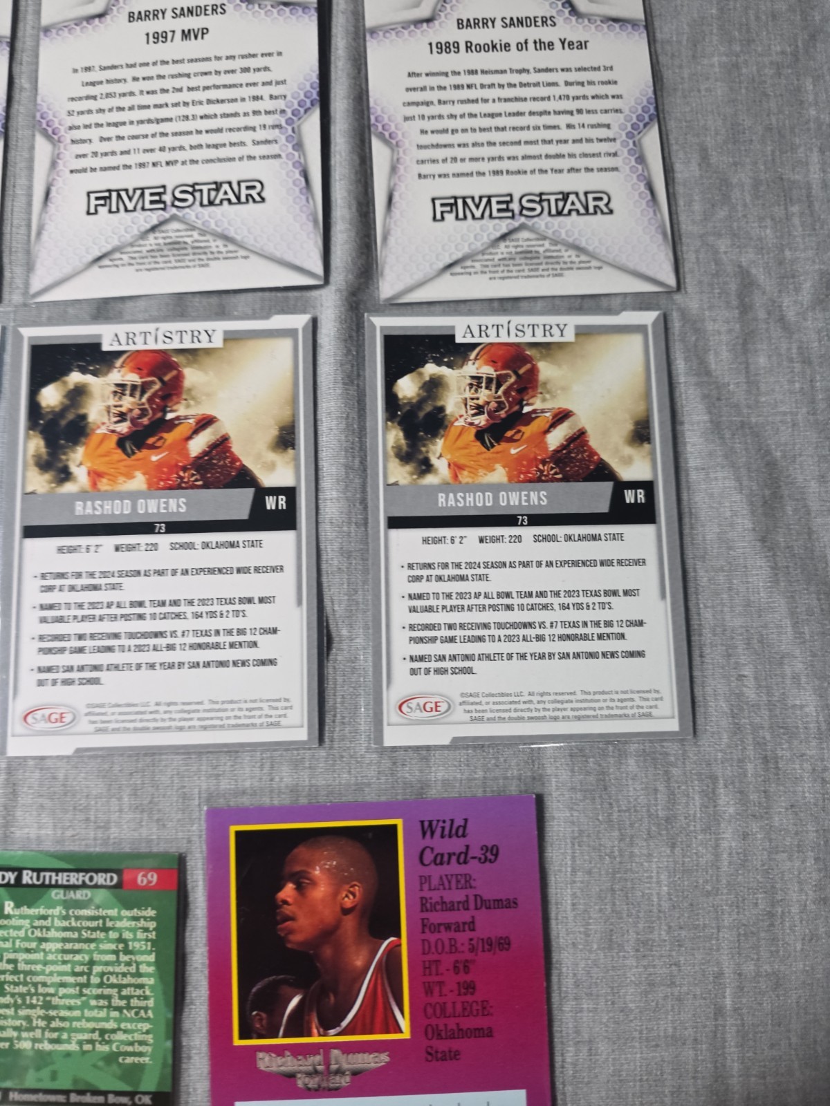 University Of Oklahoma St. Basketball & Football Trading Card Lot Of 8