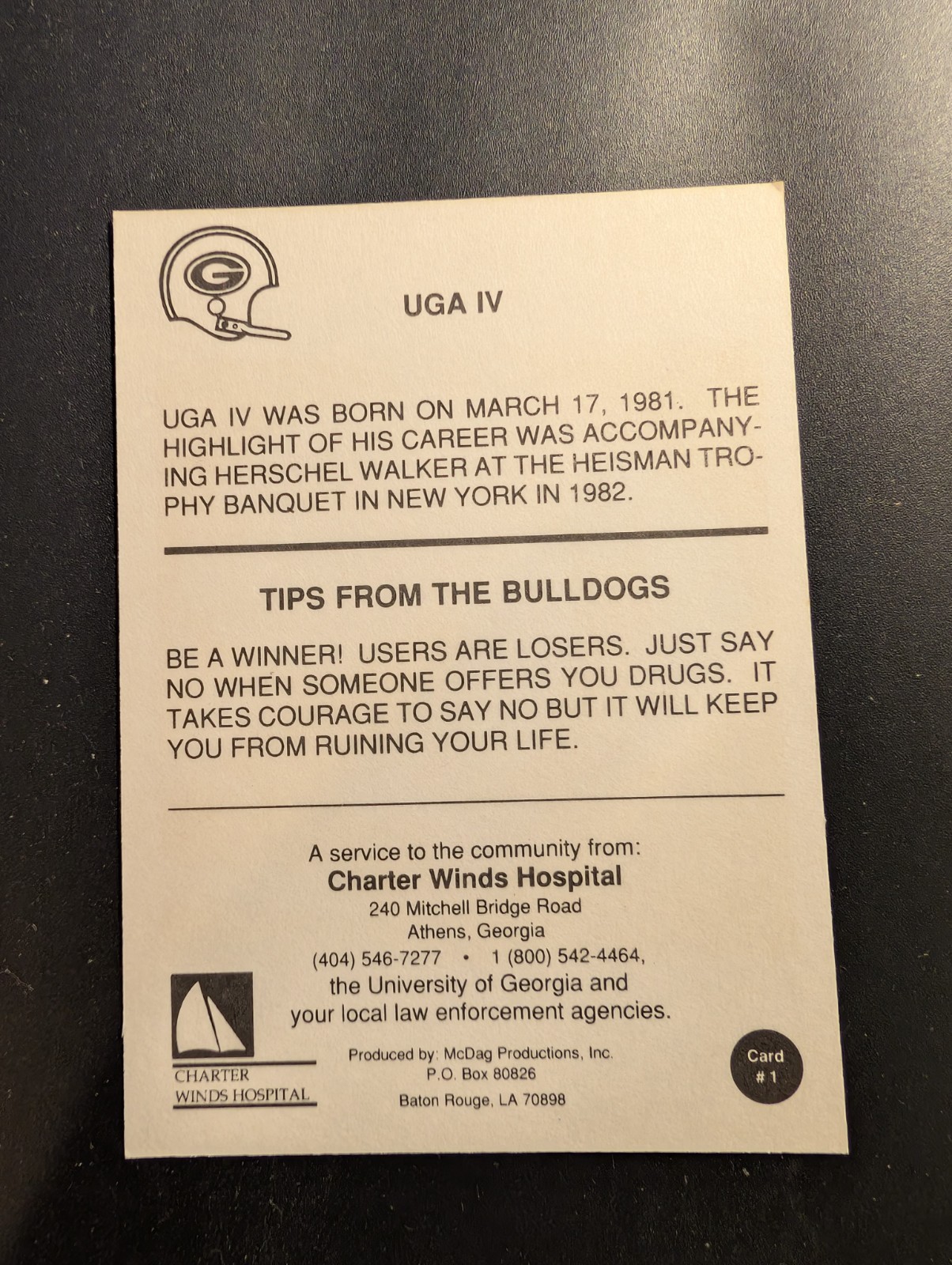 1988 McDag Georgia Bulldogs Uga IV #1 – Bulldog Mascot – Low Pop!