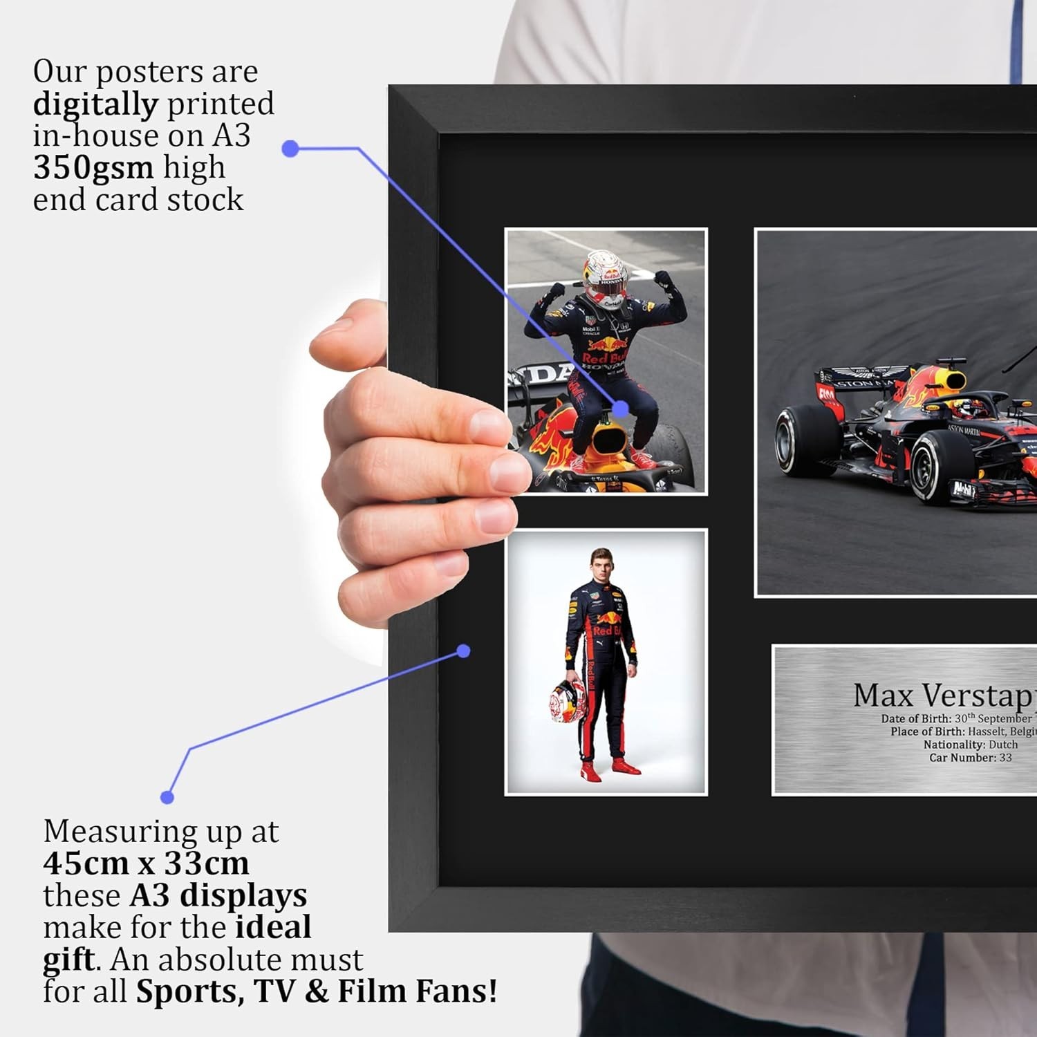 Authentic Max Verstappen Autograph Display – 16″x12″
