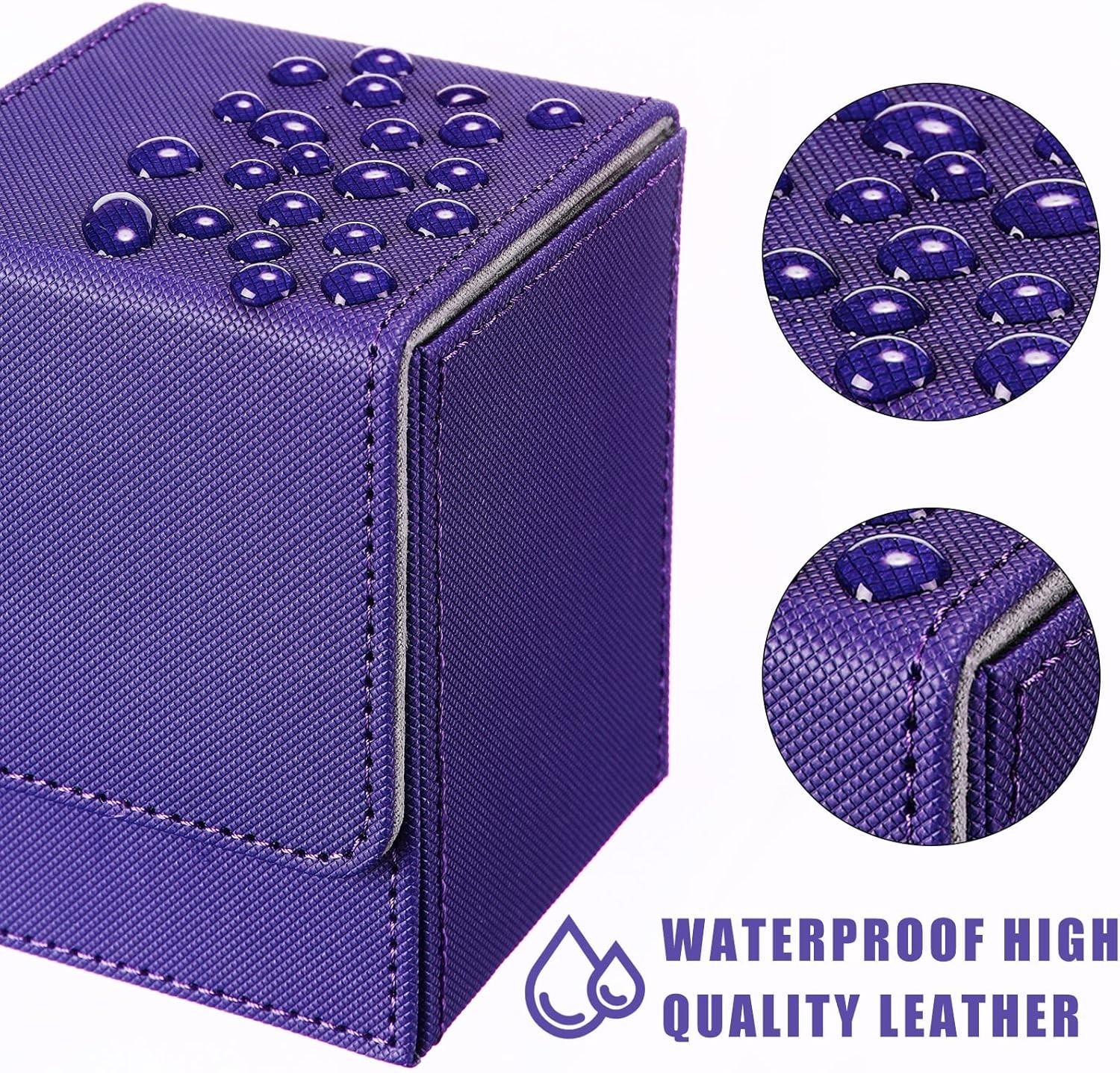 Leather Deck Card Boxes Large Capacity Portable Stackable for Trading Games