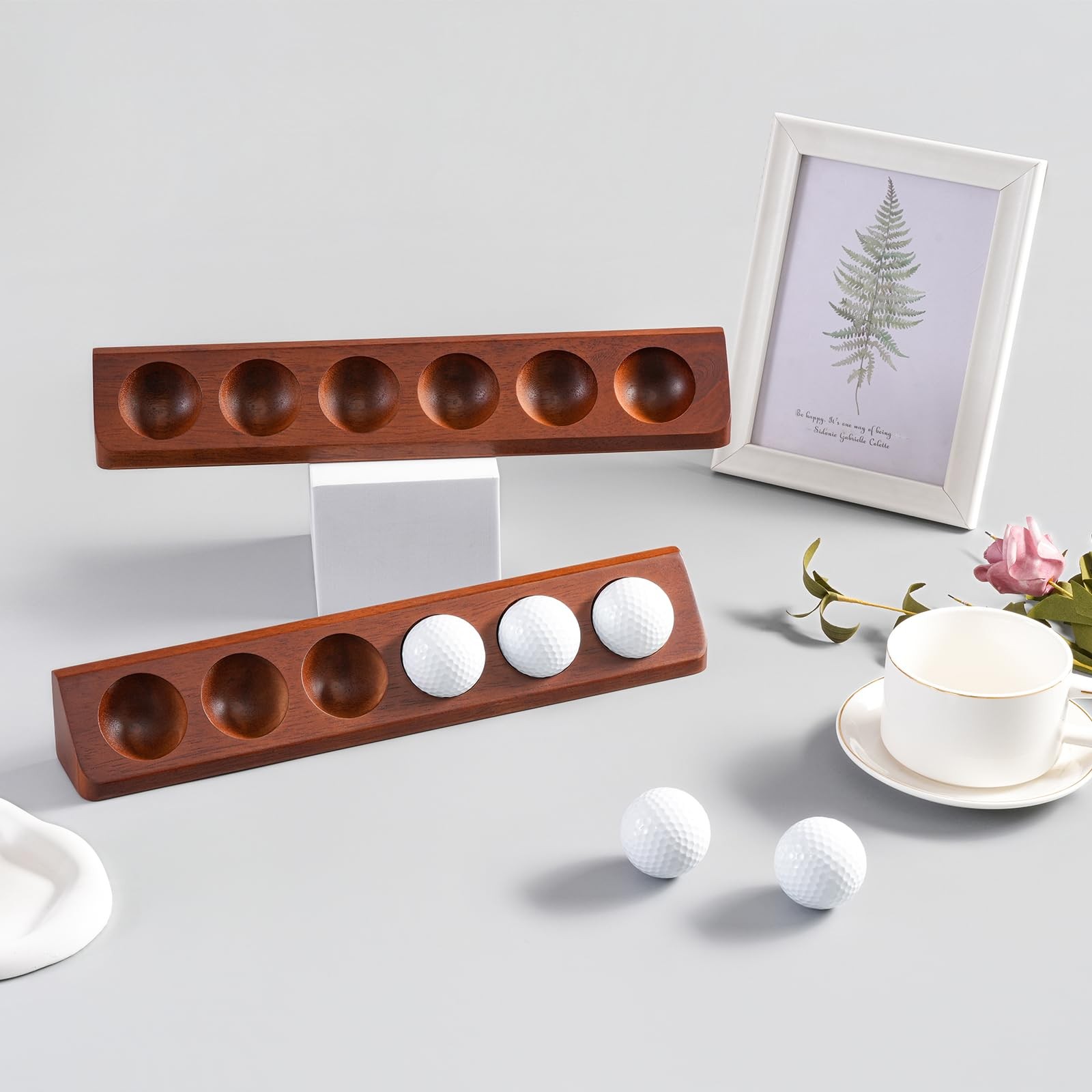 1 Pack Wooden Golf Ball Display Case Holder Wall Mount Tabletop Stand Box