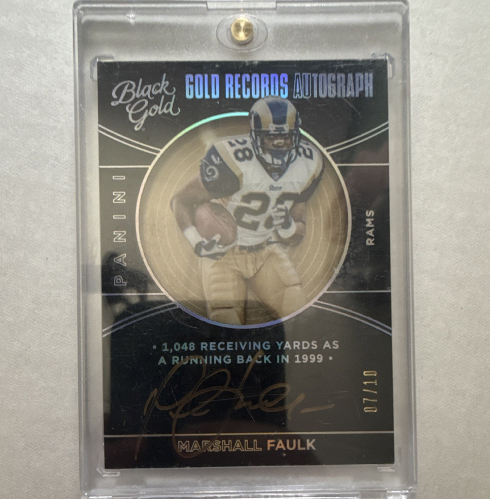 Panini 2016 Black Gold Gold Records White Gold Marshall Faulk Rams GR-MF /10