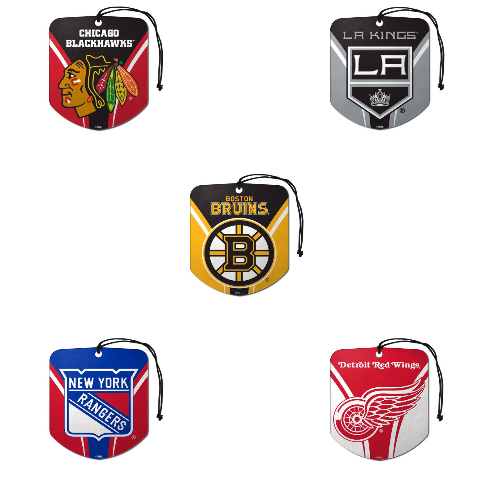 New 2pk NHL Team Logo Double-Sided Car Paper Hanging Fresh Scent Air Freshener
