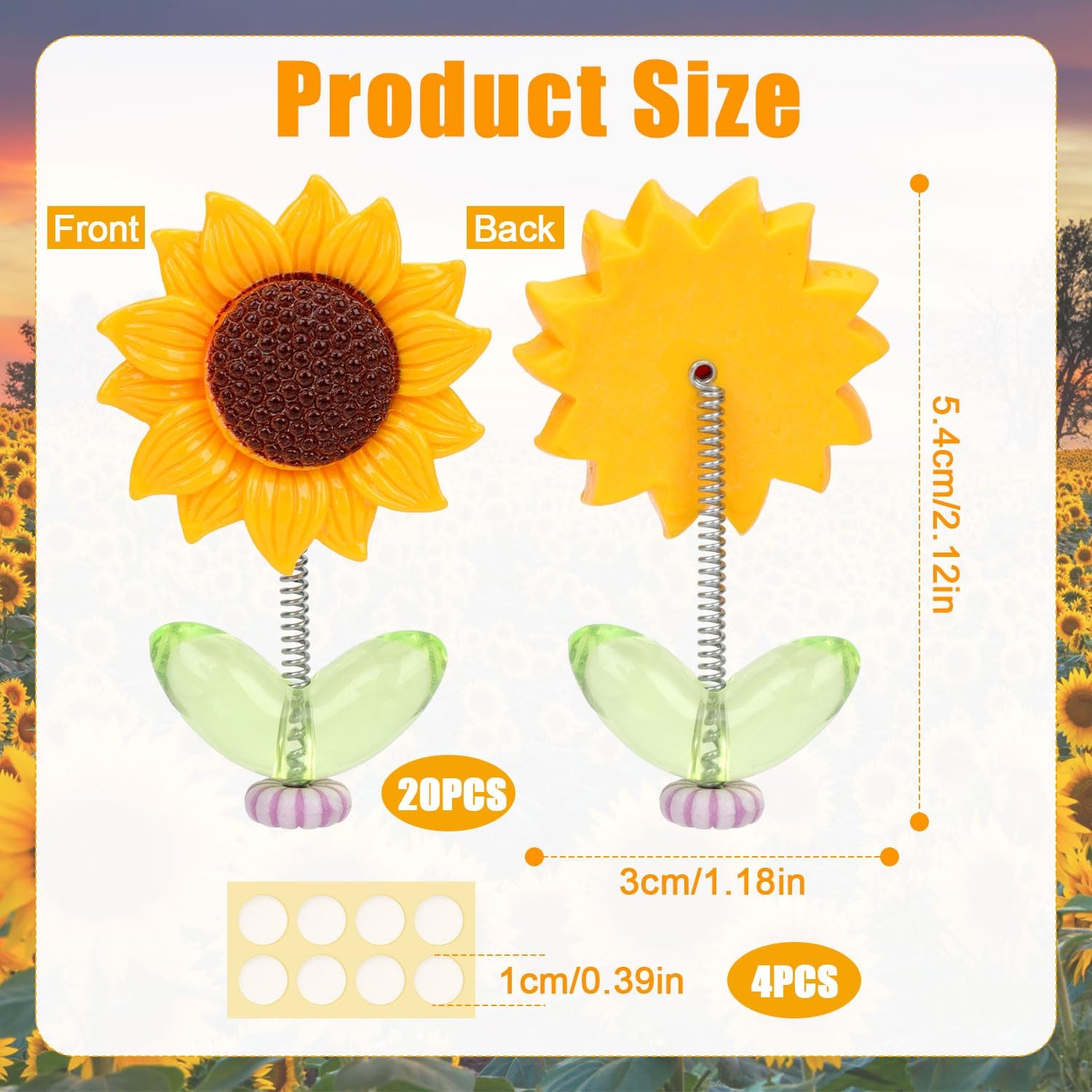 NQEUEPN 20pcs Sunflower Car 2.12×1.18 inches, as shown in the picture