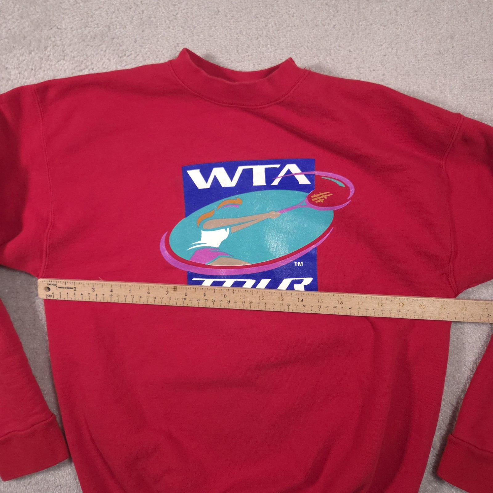 Vintage WTA Tour Sweatshirt Mens Medium Red Tennis Tultex Graphic Crewneck 90s