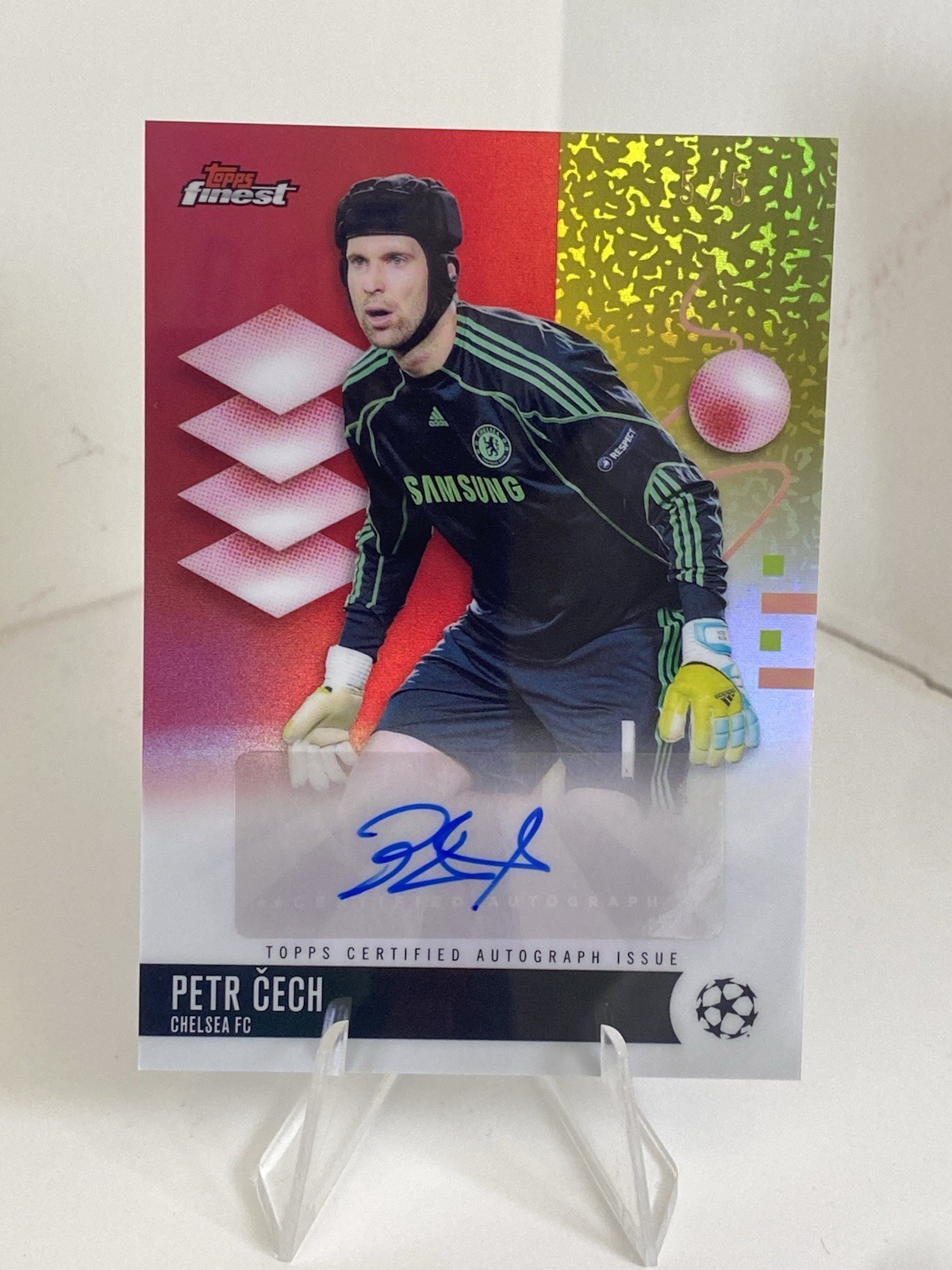 Petr Cech 2025 Topps Finest UEFA CC Red Refractor Auto 5/5 #BA-PC Bookend