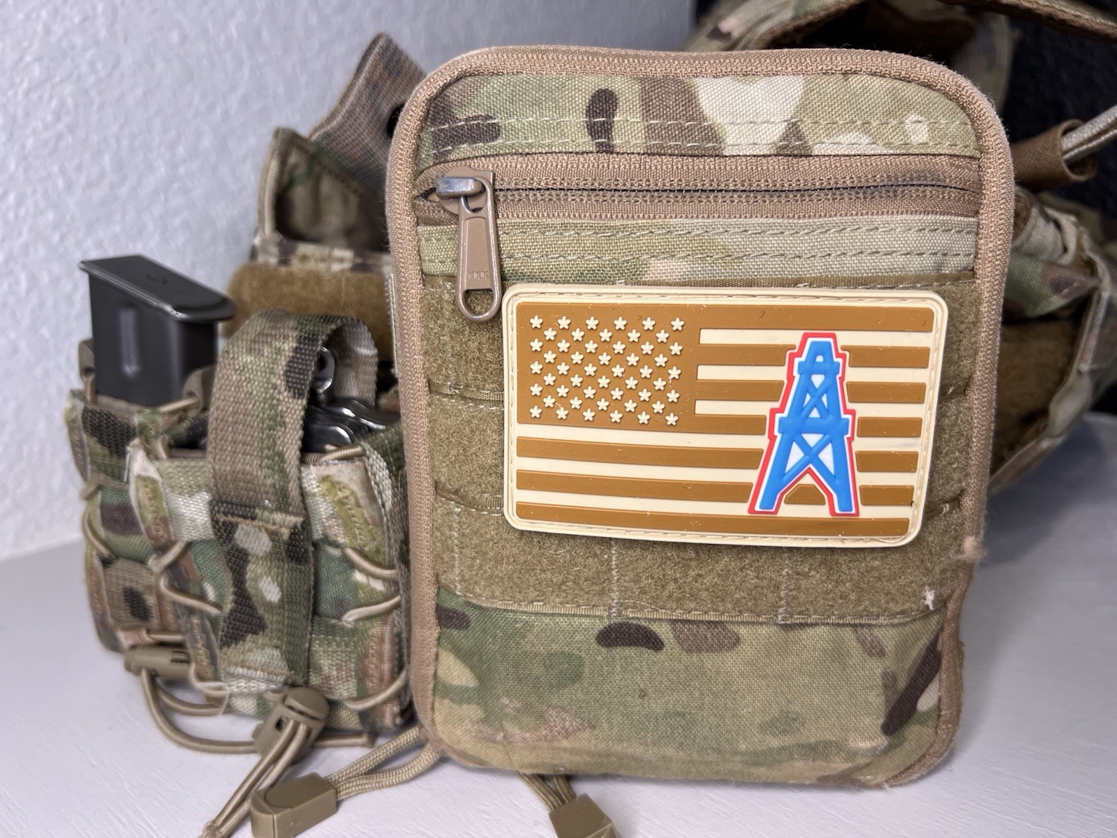 Military Combat American Flag Houston Oilers Tennessee Titans football PVC Patch