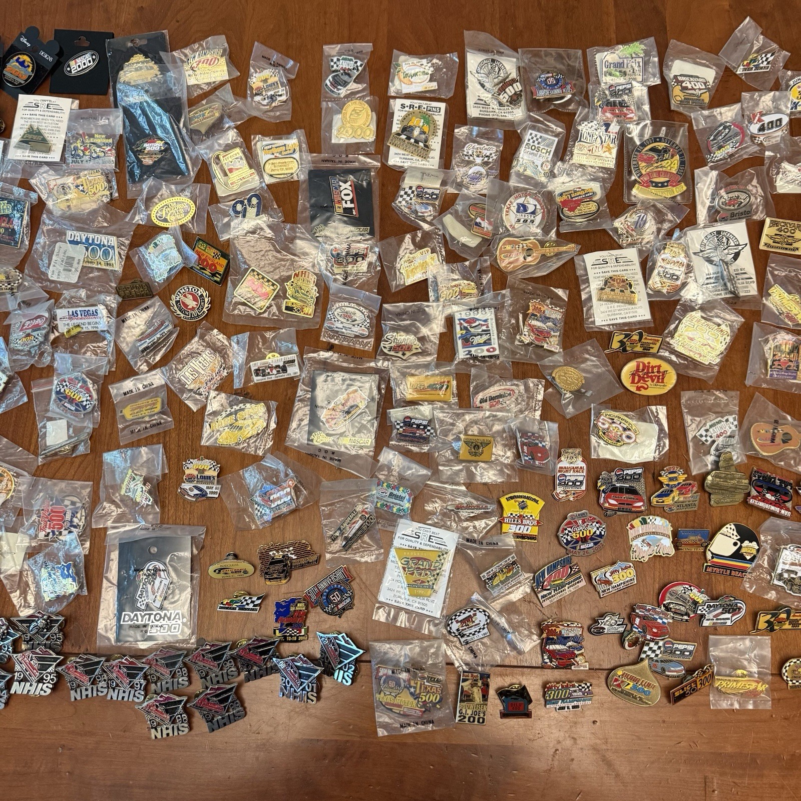 Lot of 200+ Vintage NASCAR Pins Daytona Indy Racing Race Car Bulk Lot Enamel