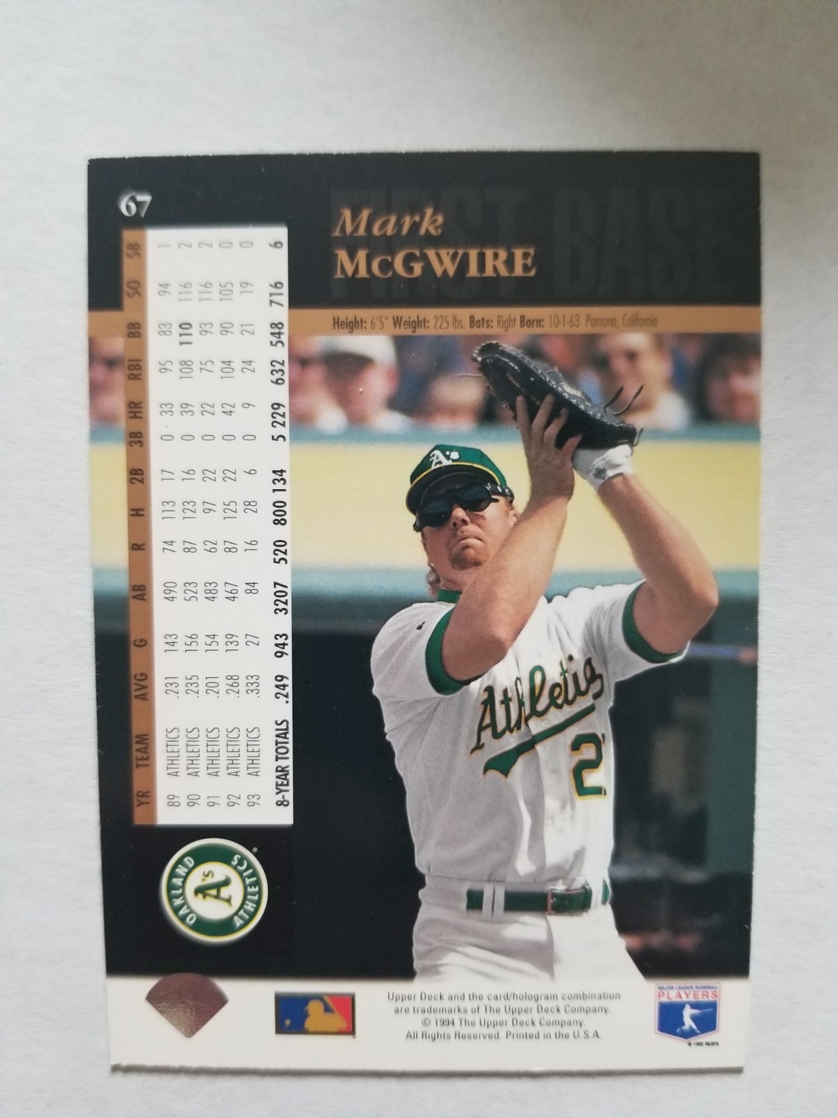 Mark McGwire 1994 Upper Deck #67
